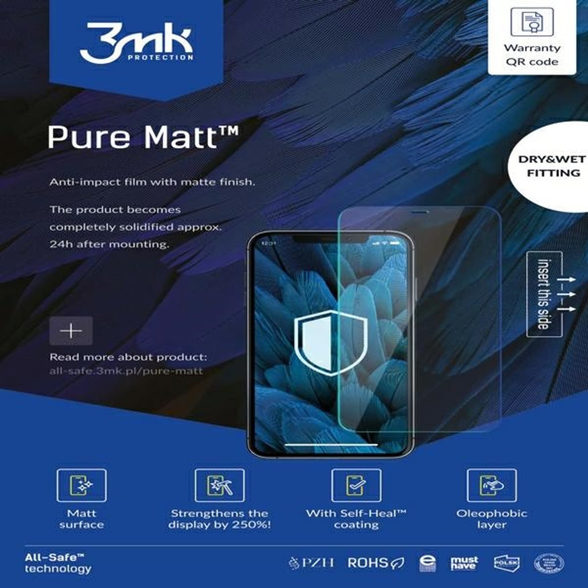 

3MK All-In-One Pure Matt Phone suchy/mokry montaż 5 szt.