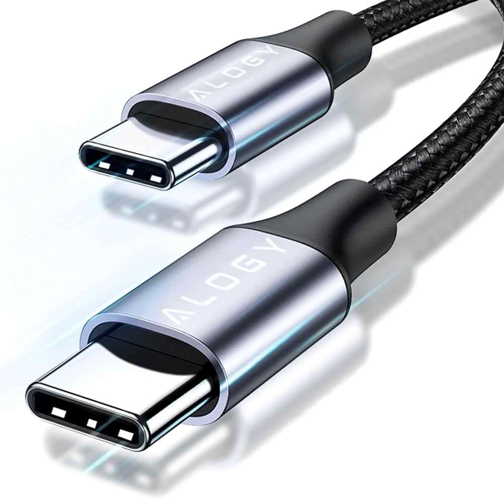 

Kabel przewód 2m Alogy Nylon Fast Charging Cable USB-C do USB-C do ładowania 60W Black