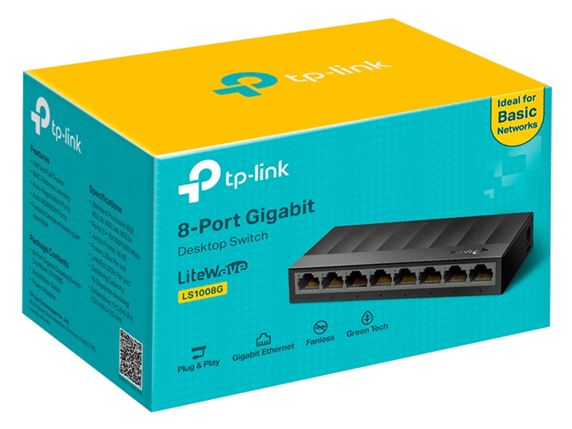 

Przełącznik typu desktop TP-Link, 8 portów 10/100/1000Mb/s. (1LM)