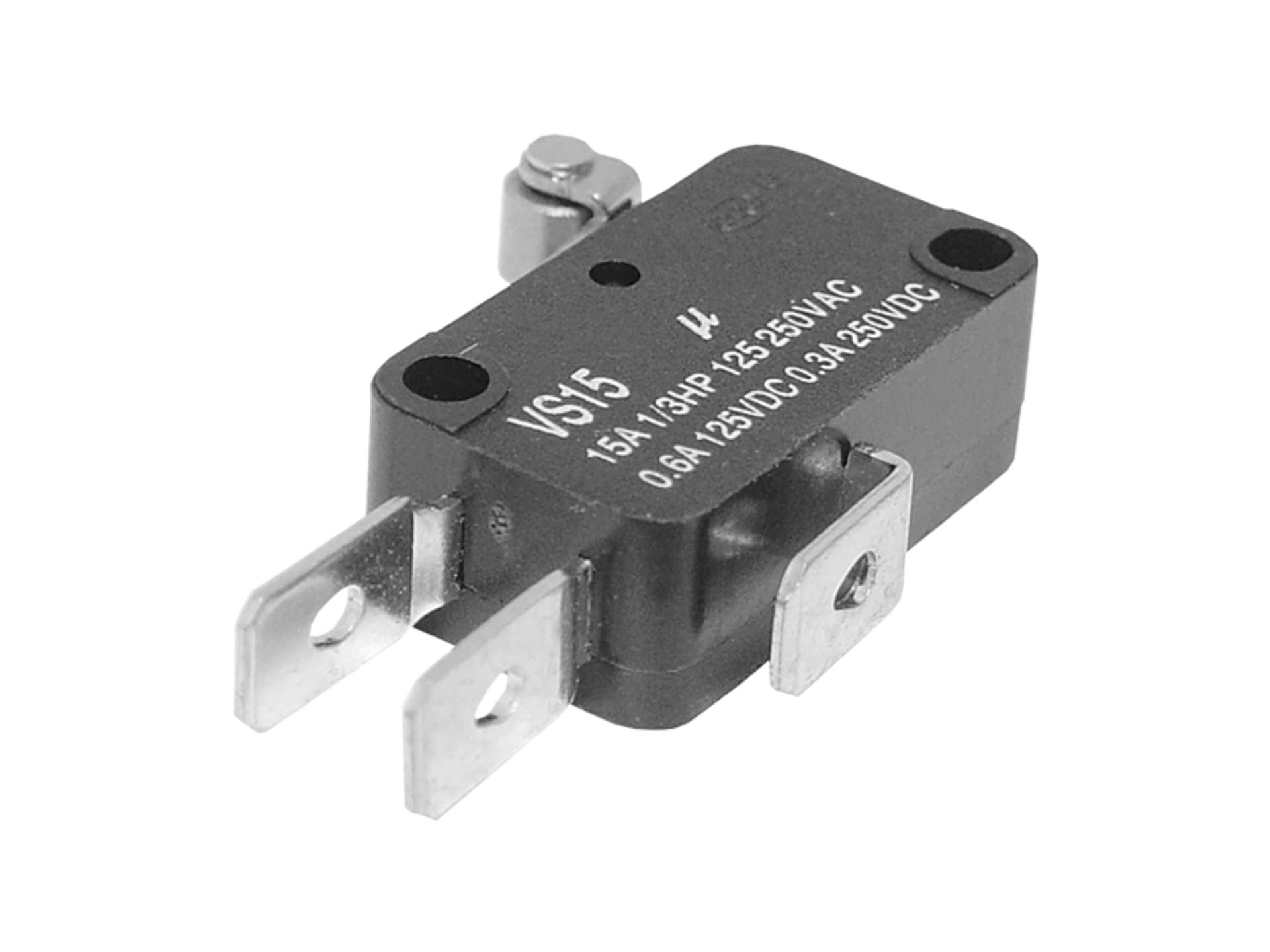 

5 szt. Mikroprzełącznik VS15N05-1C Rohs L=12mm+kółko, 15A 250VAC, NO+NC, 00657.