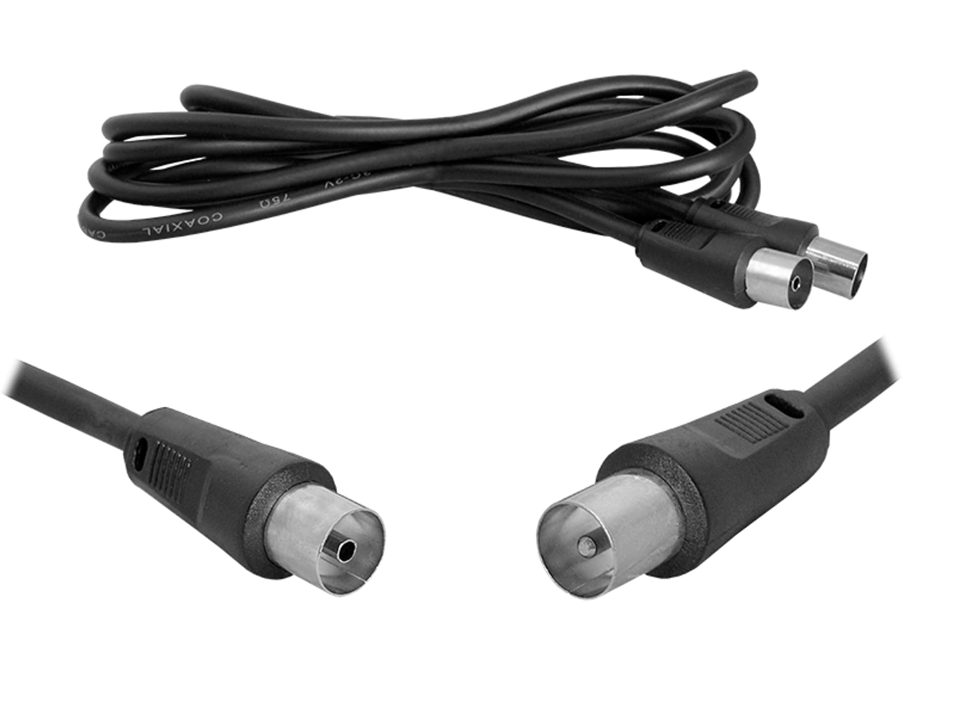 

Kabel Wtyk TV - Gniazdo TV, 1.8m, czarny. (1LM)