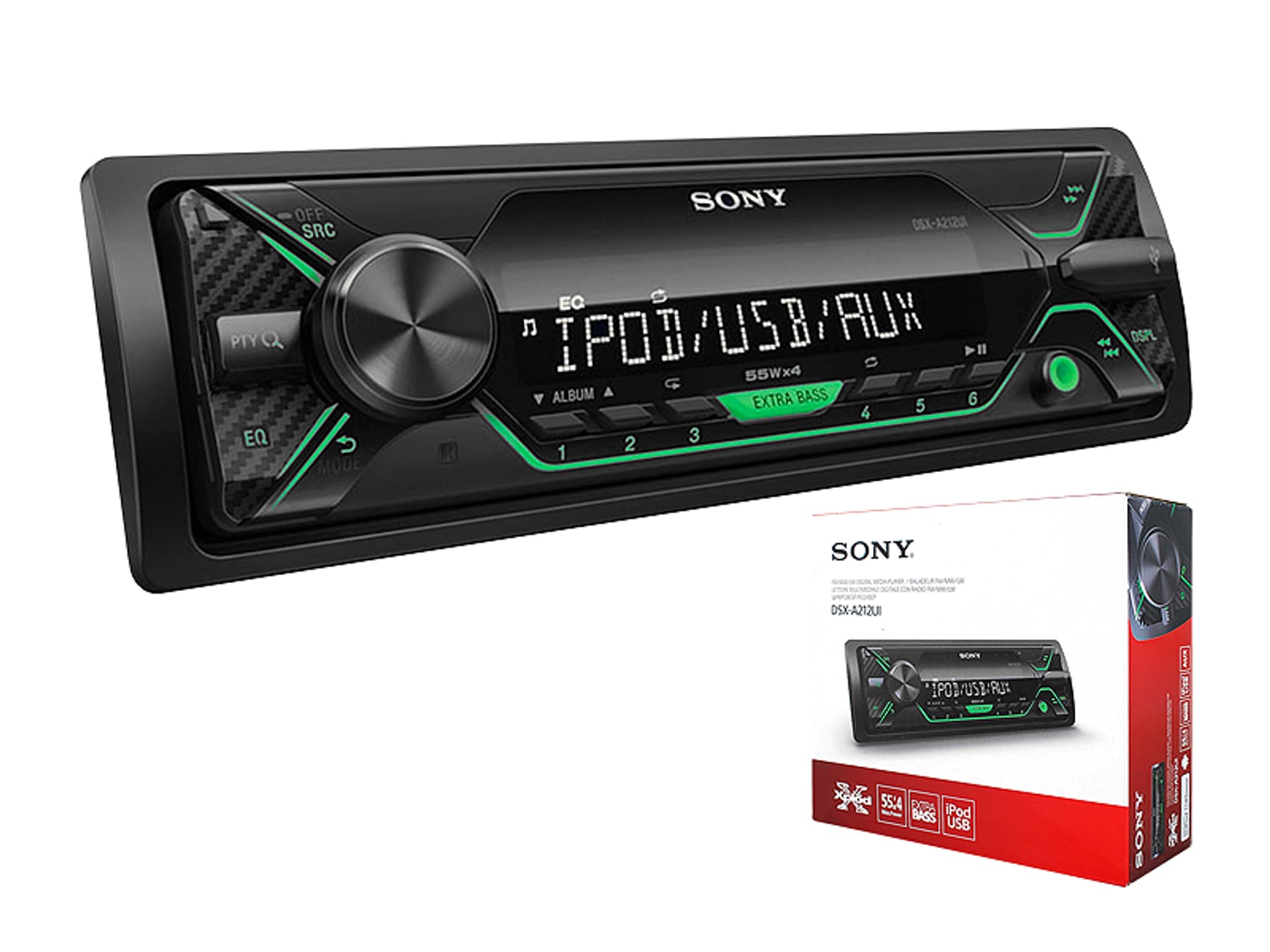 

1 szt. PS Radio samochodowe SONY DSX-A212 USB GREEN.
