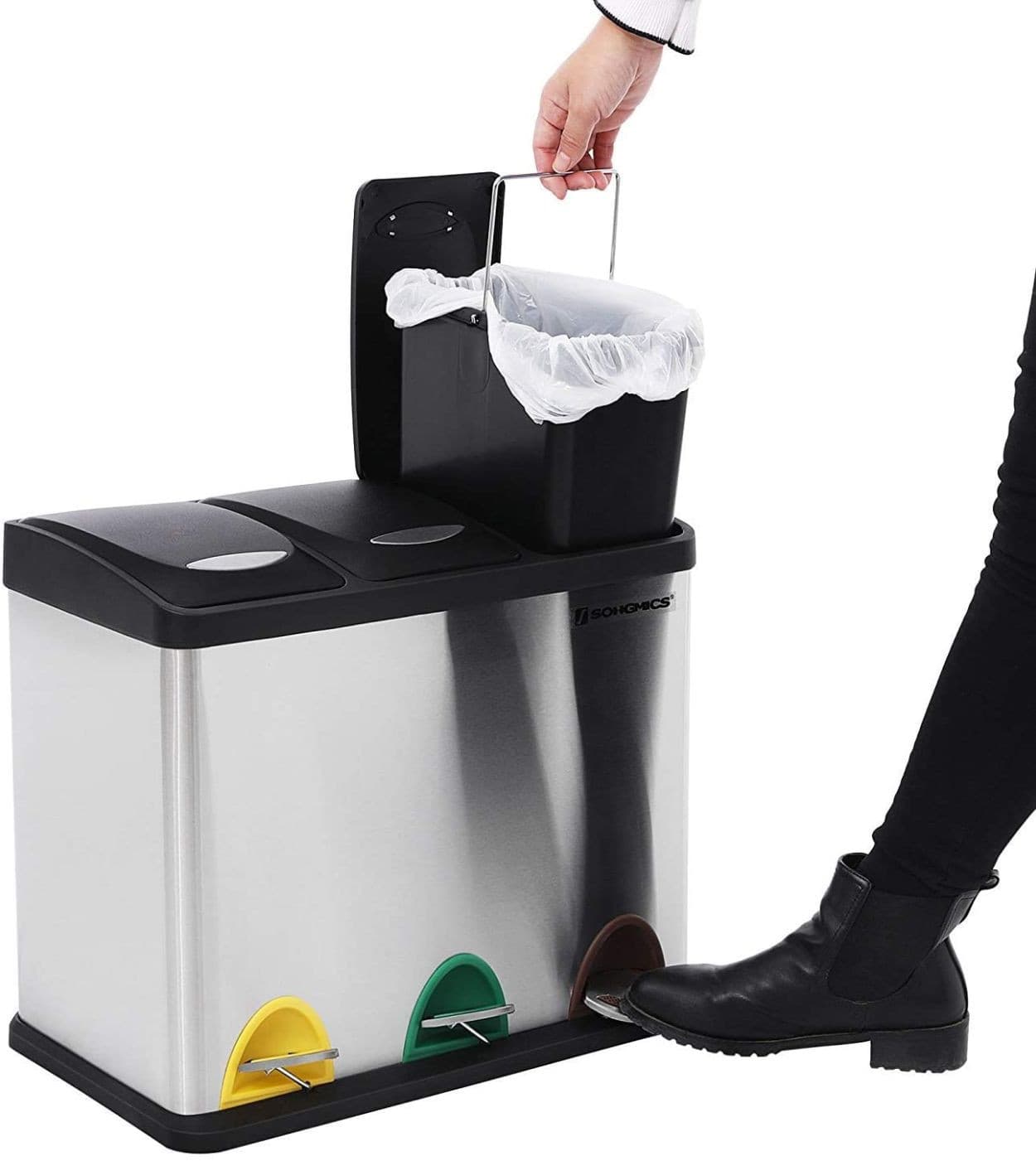 

Kosz na śmieci do recyklingu potrójny