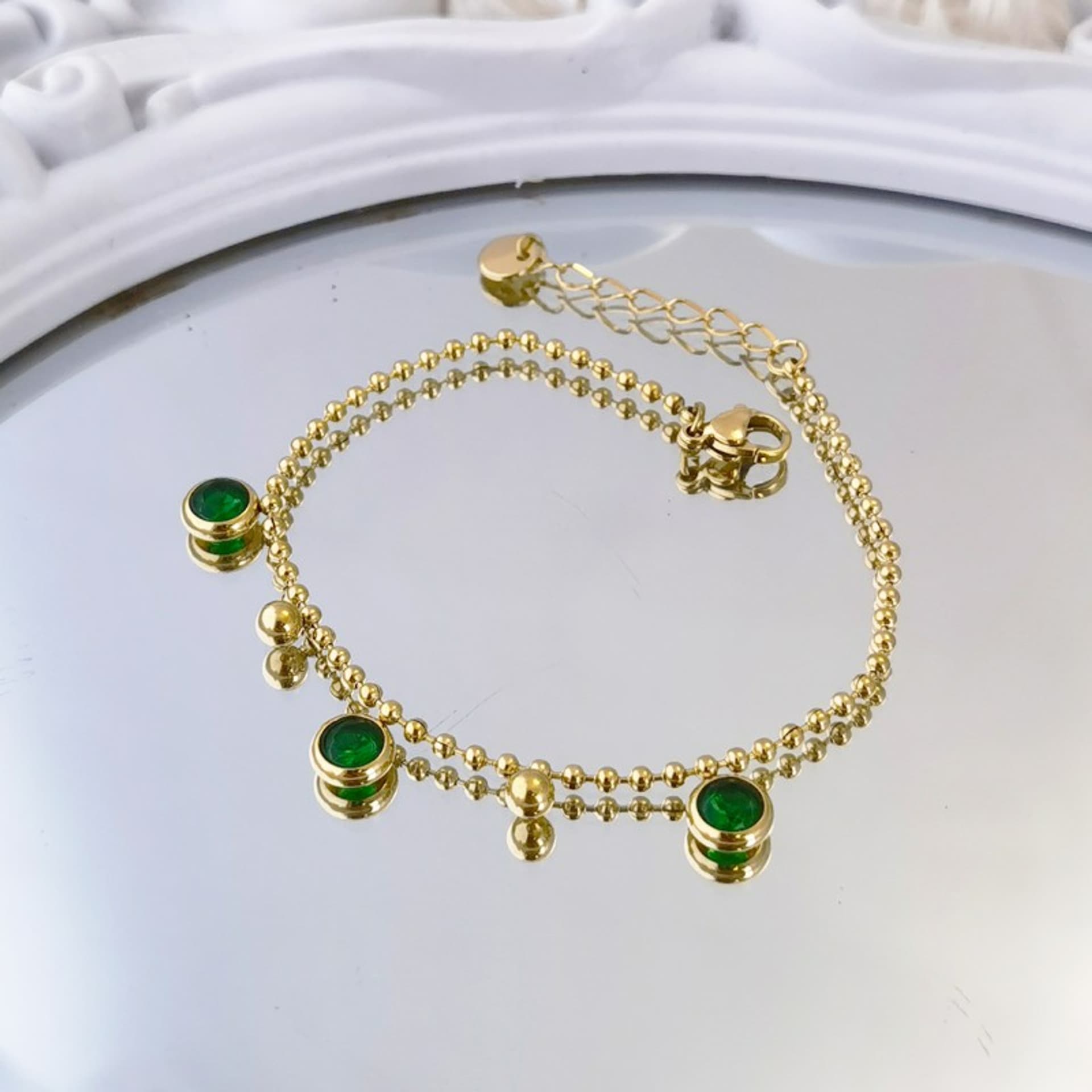 

Bransoletka na rękę stal chirurgiczna pozłacana 14k złotem BST1389