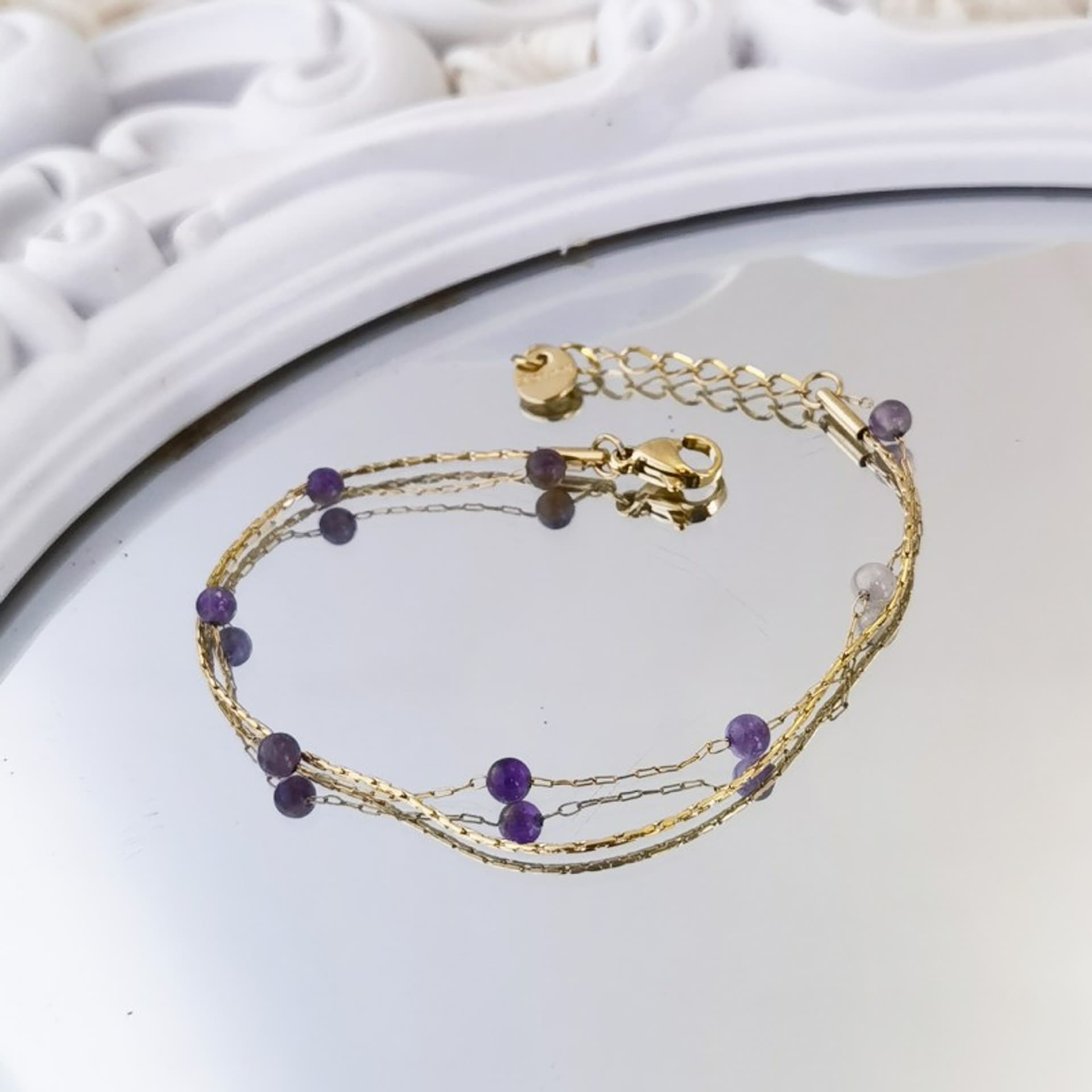 

Bransoletka na rękę stal chirurgiczna pozłacana 14k złotem BST1384
