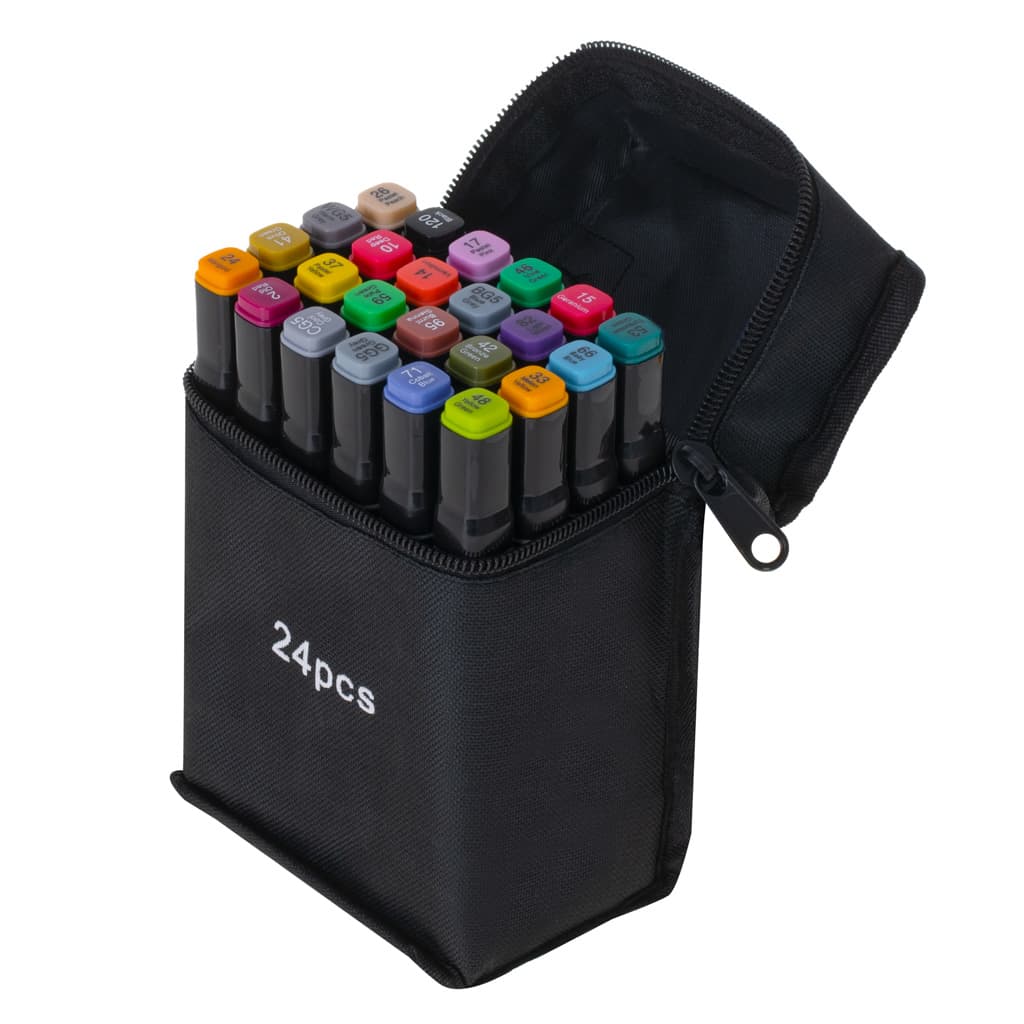

Markery dwustronne alkoholowe w etui 24 + podstawka