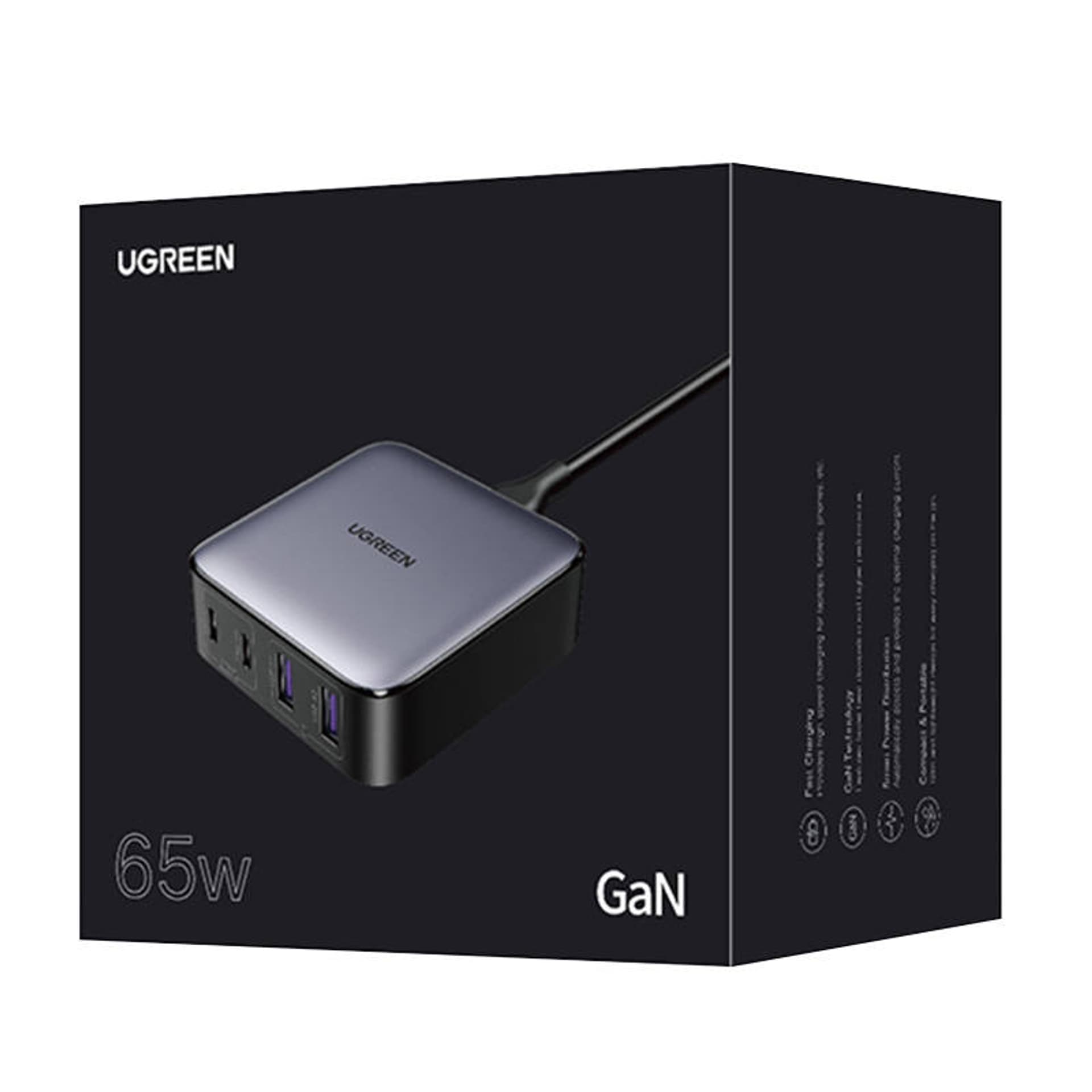 

Ładowarka sieciowa UGREEN CD327 Nexode, 2x USB-C, 2x USB-A, GaN, 65W (szary)