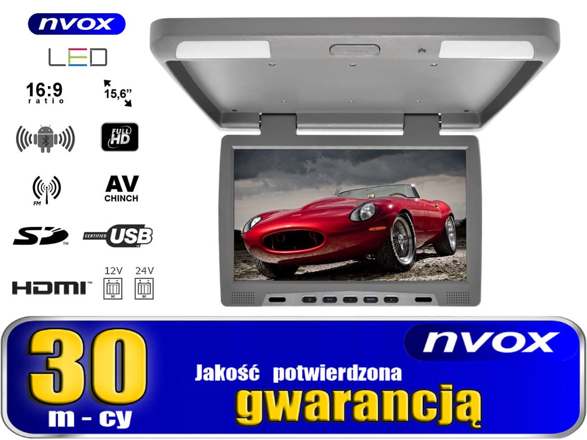 

Monitor podwieszany podsufitowy led 15cali z systemem android usb fm bt wifi 12/24v