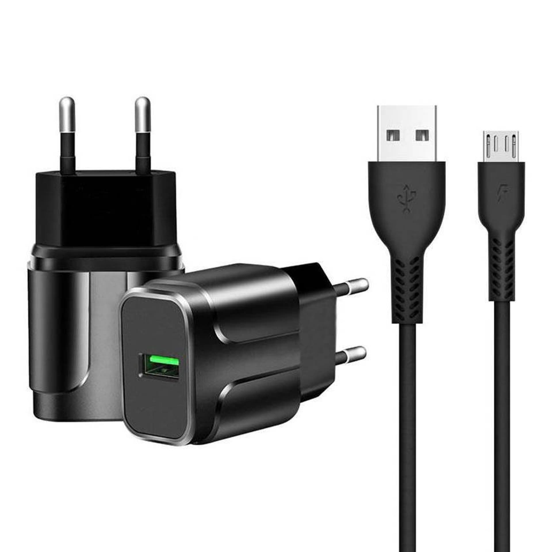 

Ładowarka do telefonu USB + kabel micro USB QC 3.0 (czarna)