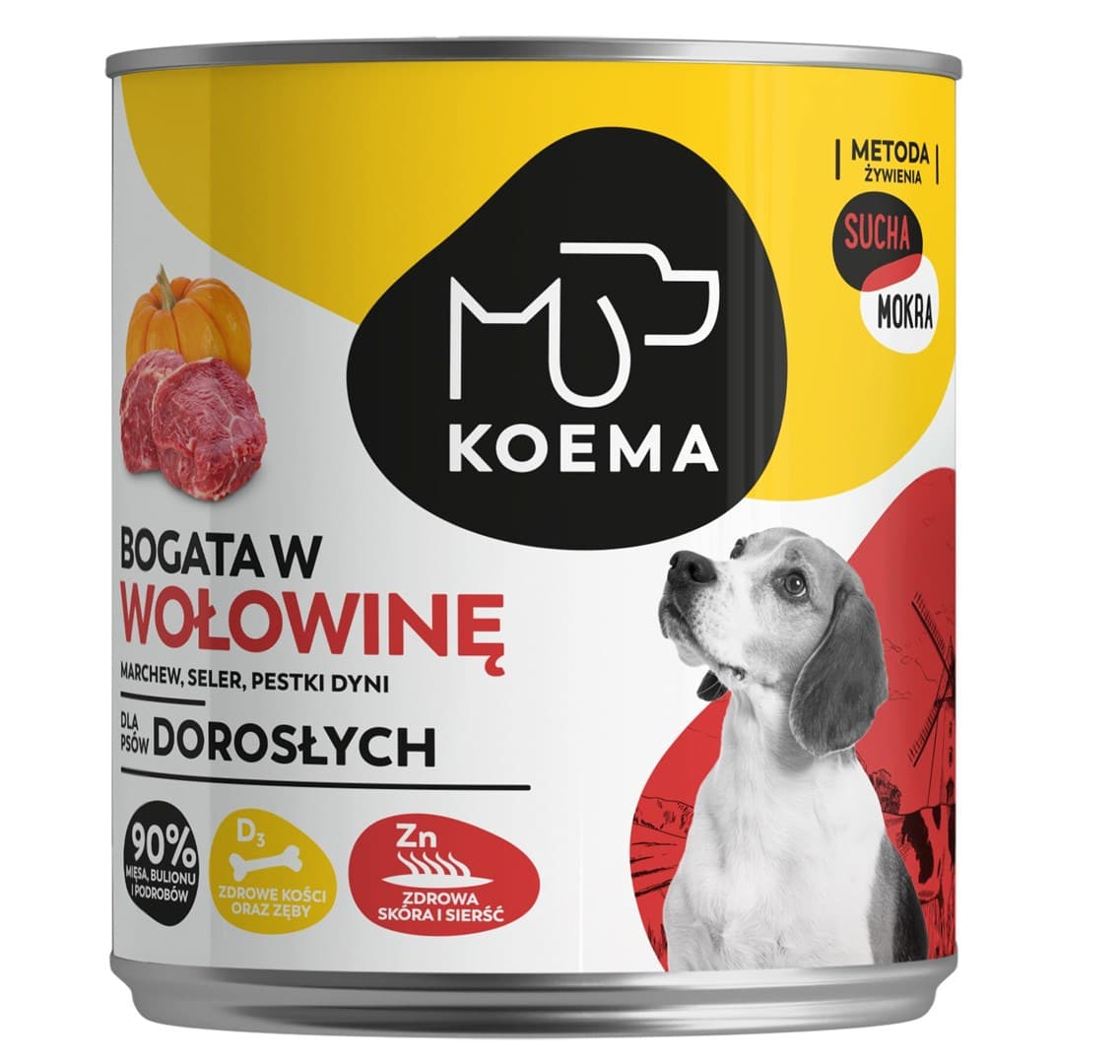 

Koema karma dla psa 90% mięsa mix 3 smaków 800g x 6 (dziczyzna, jagnięcina, wołowina)