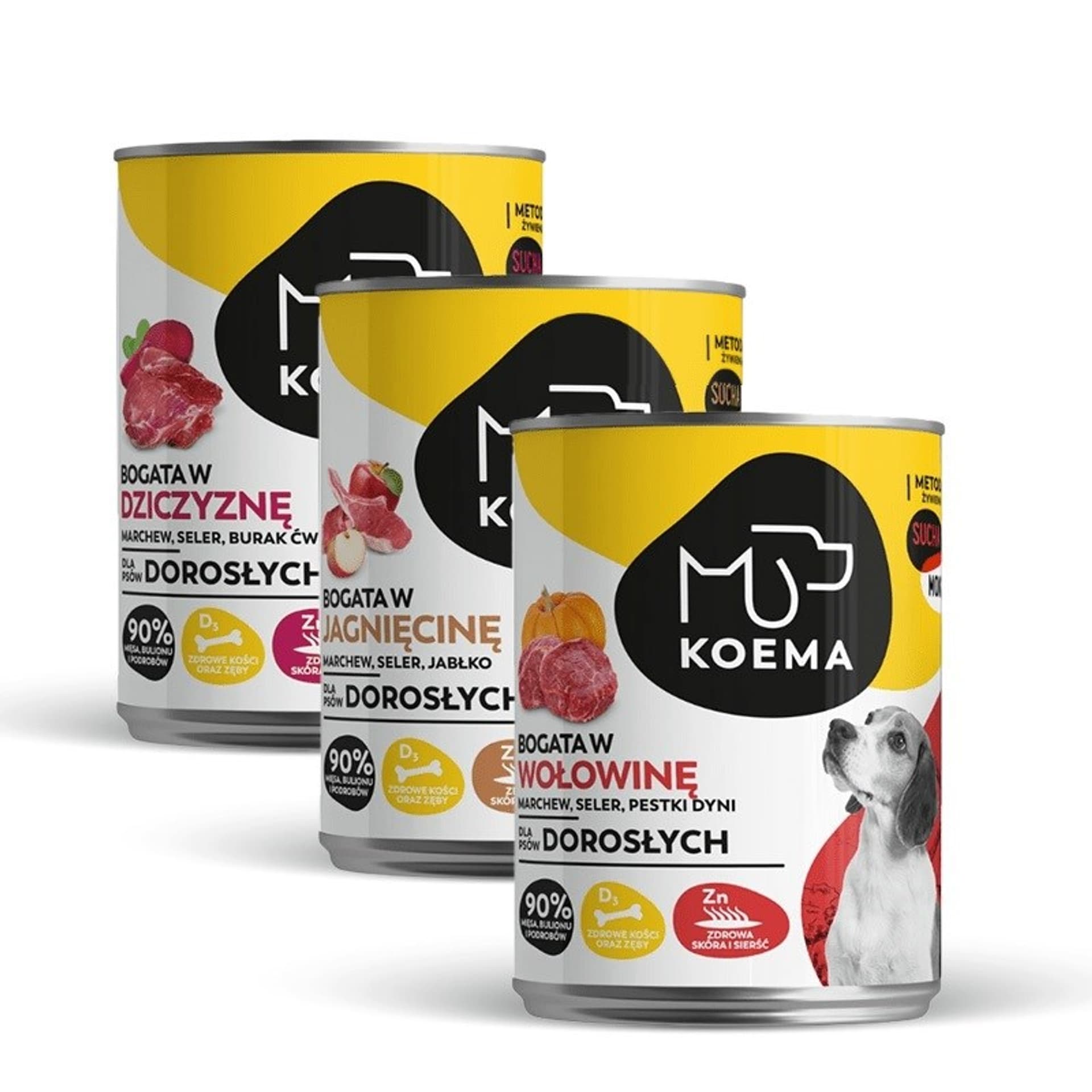 

Koema karma dla psa 90% mięsa mix 3 smaków 400g x 6 (dziczyzna, jagnięcina, wołowina)