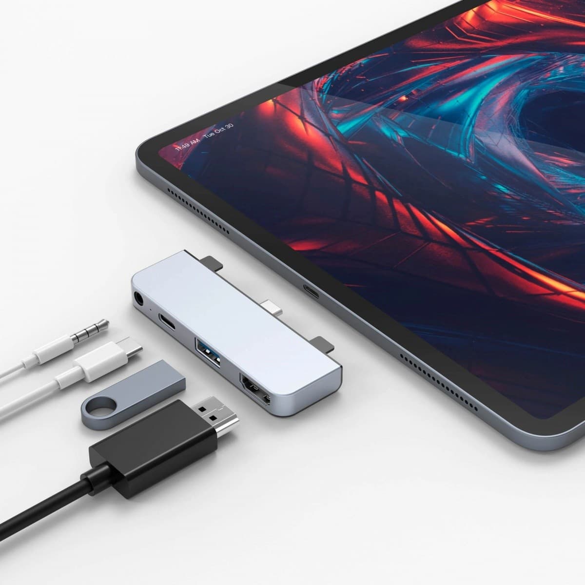 

Stacja dokująca Hyper 4-in-1 USB-C HUB, 4K HDMI, USB-C, USB-A, AudioJack Srebrna