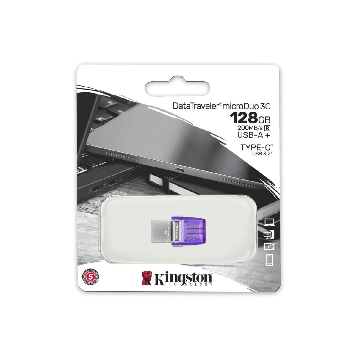 

Pendrive USB Data Traveler MicroDuo 3C G3 128GB USB-A/USB-C