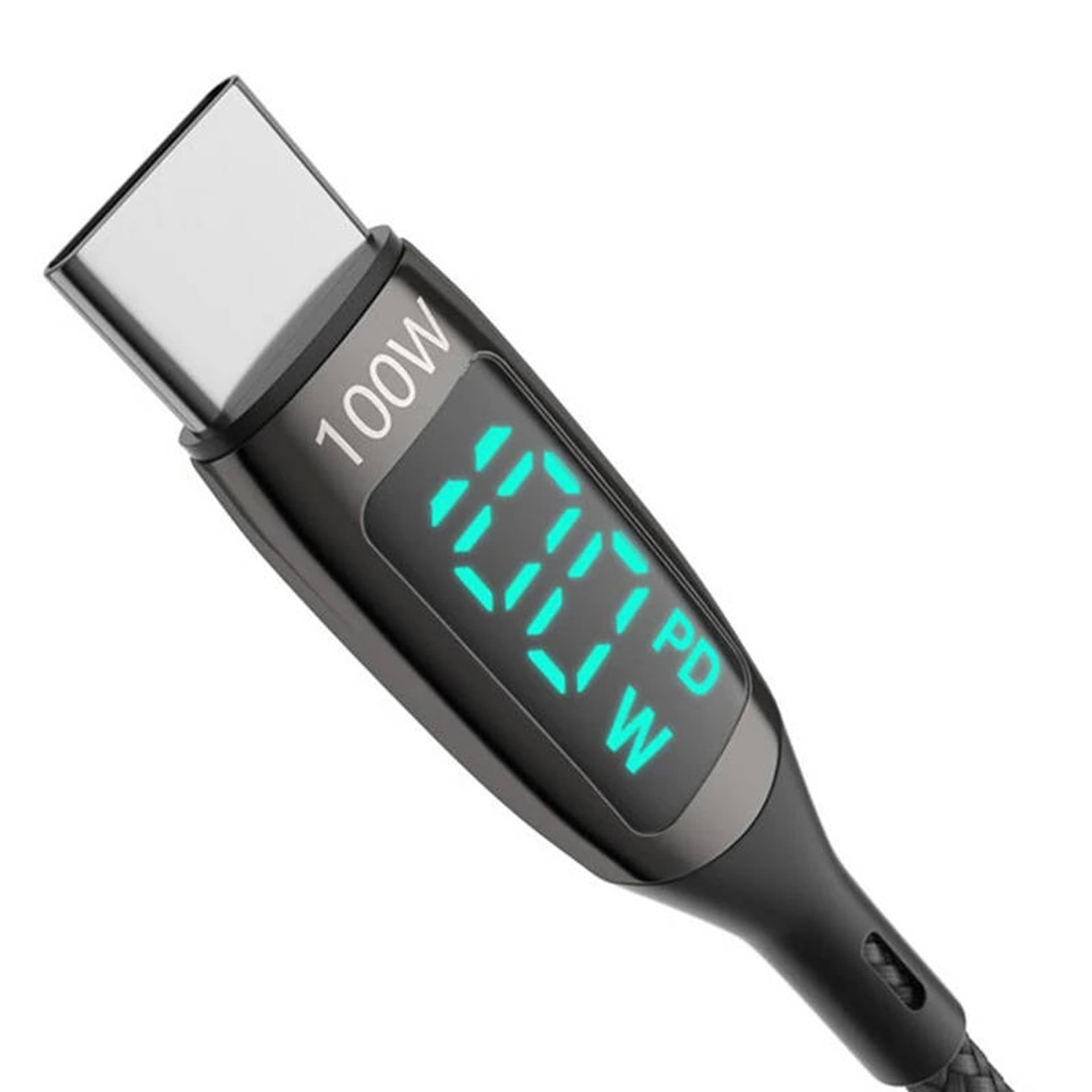 

Kabel USB-C do USB-C BlitzWolf BW-TC23, z wyświetlaczem, 100W, 1.8m (czarny)