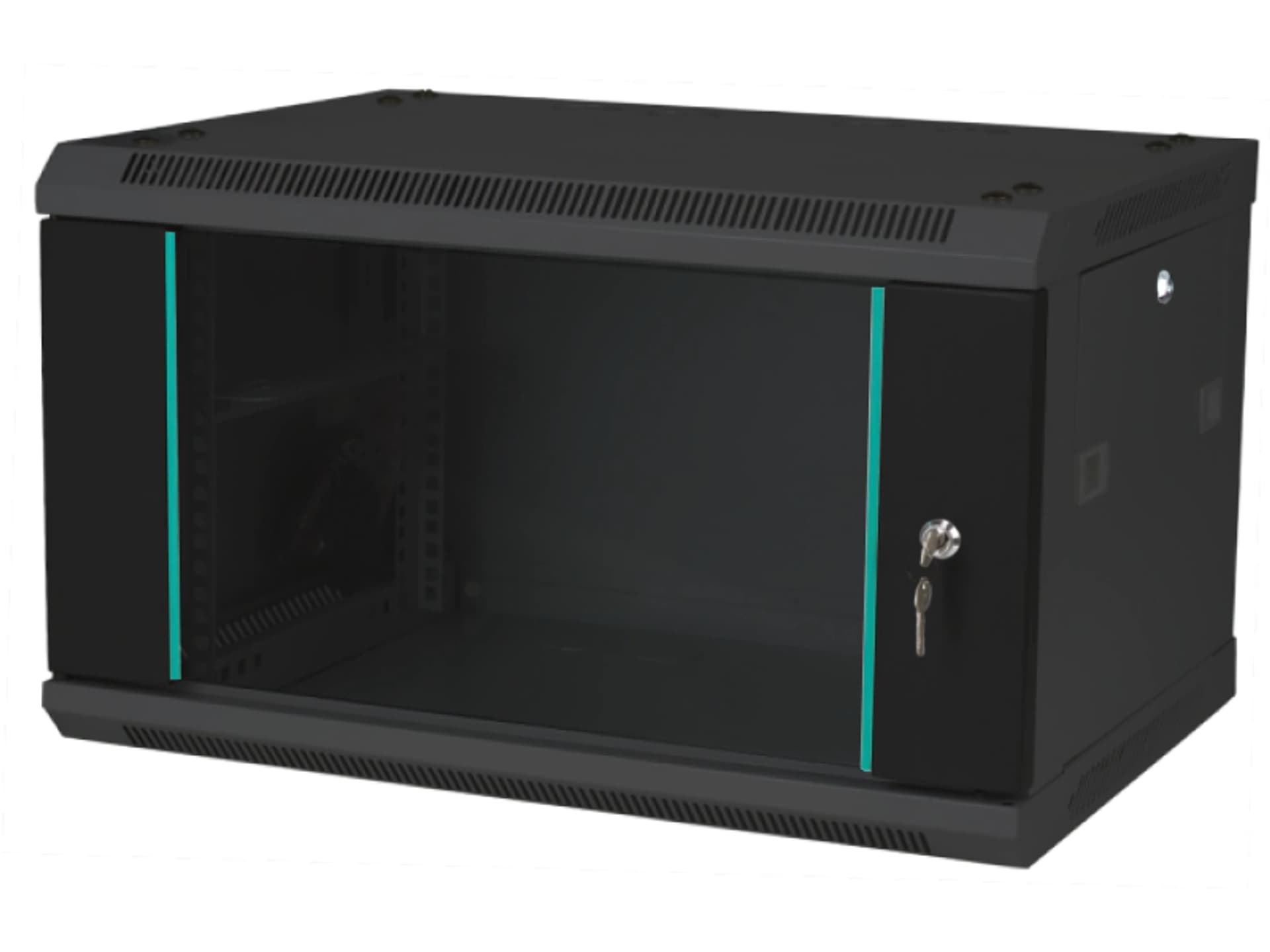 

Szafka rack wisząca 19" 6U 600x450, niedzielona, drzwi szklane jednoskrzydłowe, tył osłona pełna, osłony boczne zamykane na klucz, kolor czarny FLAT PACK, Q-LANTEC - Q-LANTEC