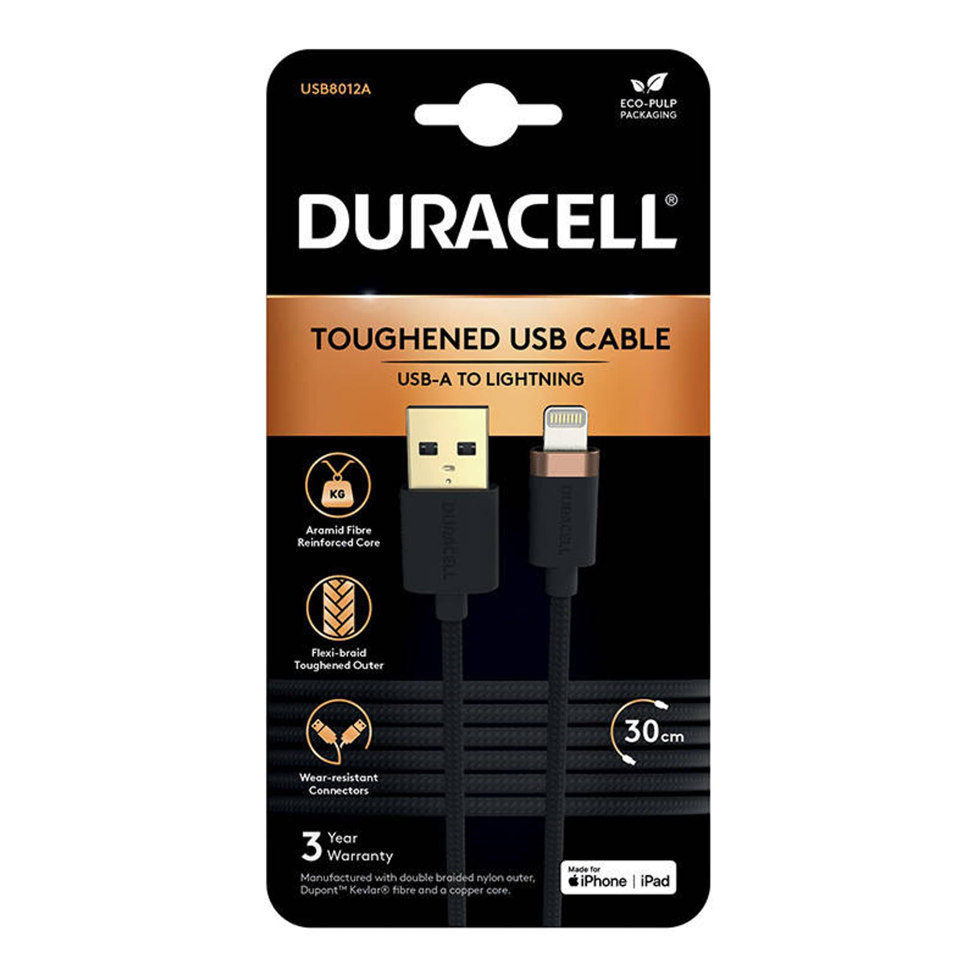 

Kabel USB do Lightning Duracell 0.3m (czarny)