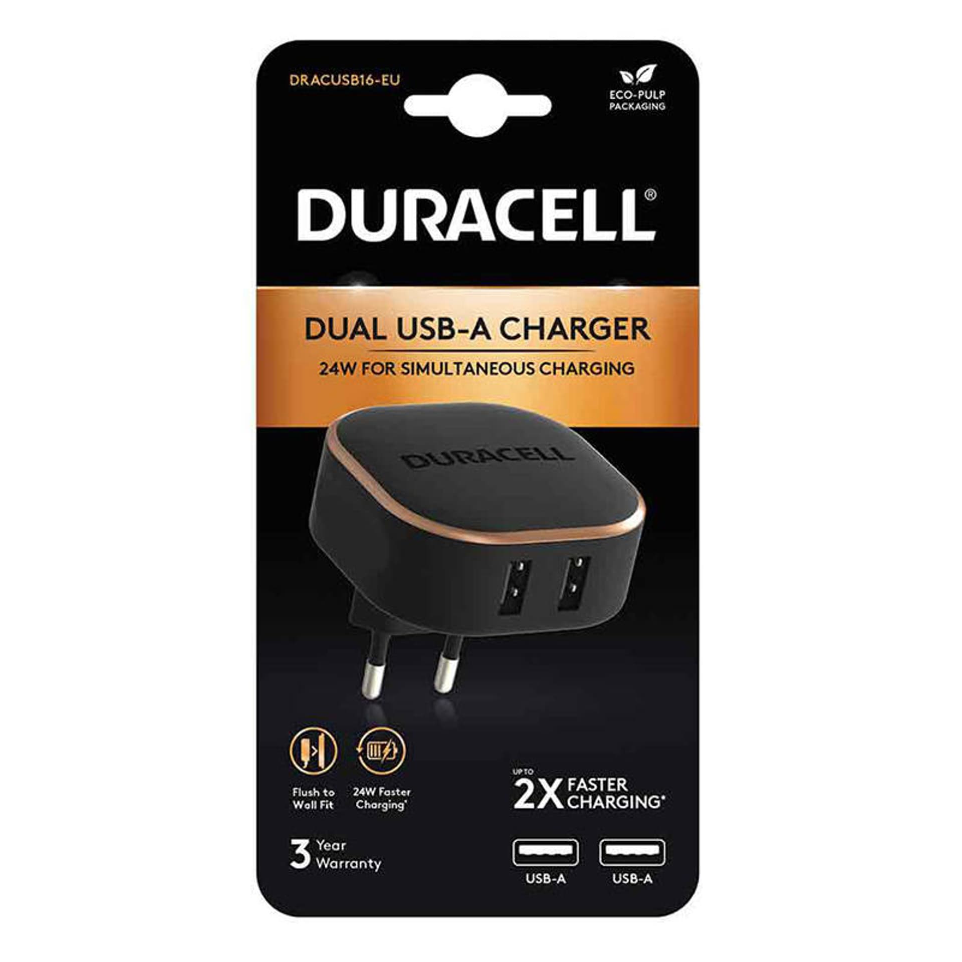 

Ładowarka sieciowa Duracell 2xUSB 2.4A 24W (czarna)