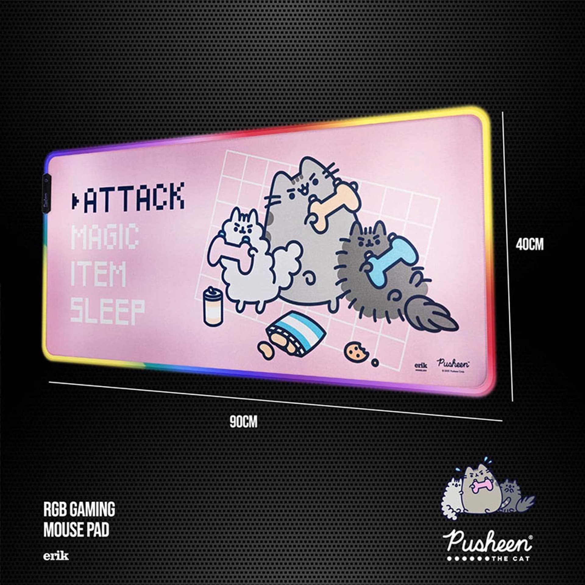 

Pusheen - Mata gamingowa / na biurko LED XXL (90x40)