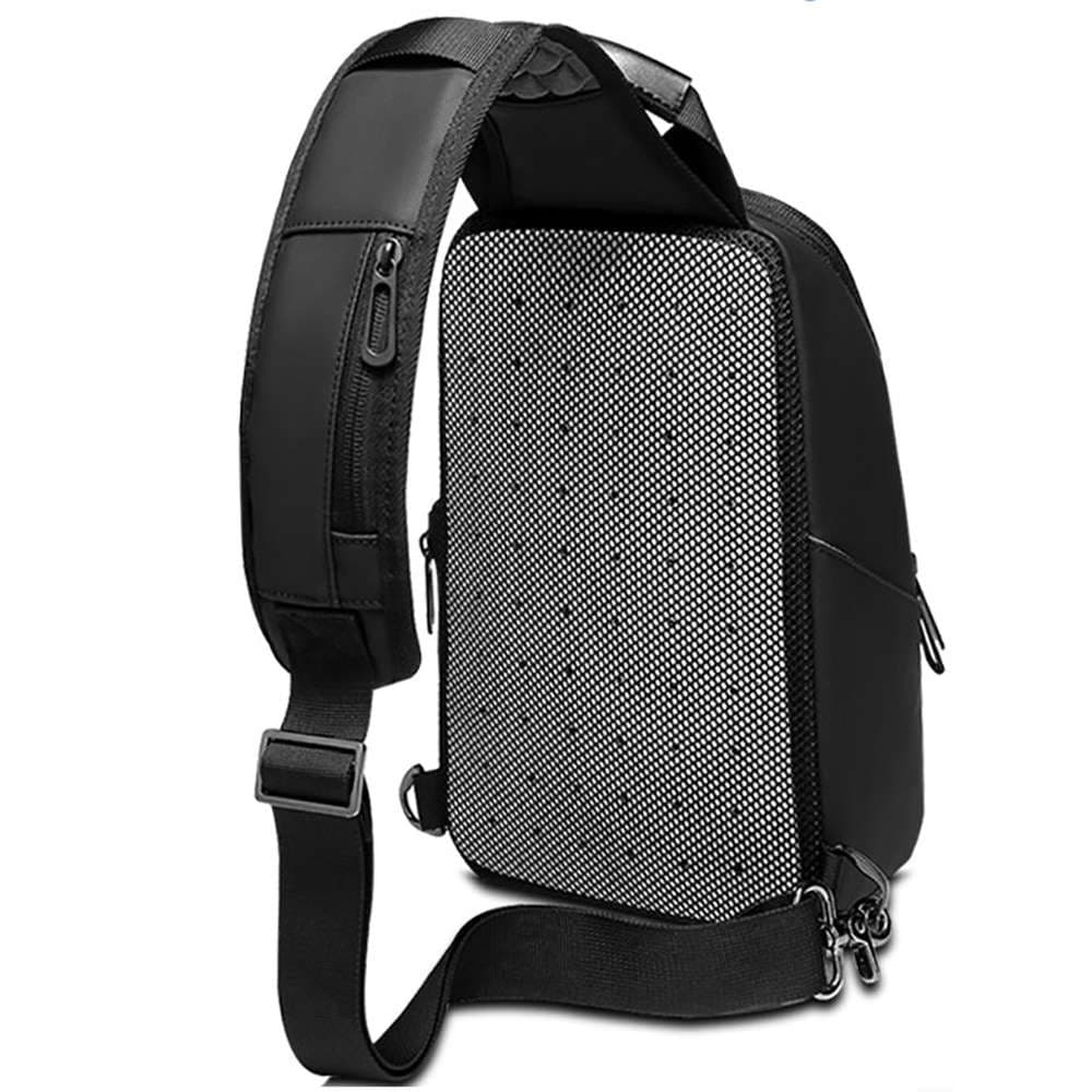 

Plecak saszetka nerka One Arm pojemny Cross Body z skóry na jedno ramię Czarny