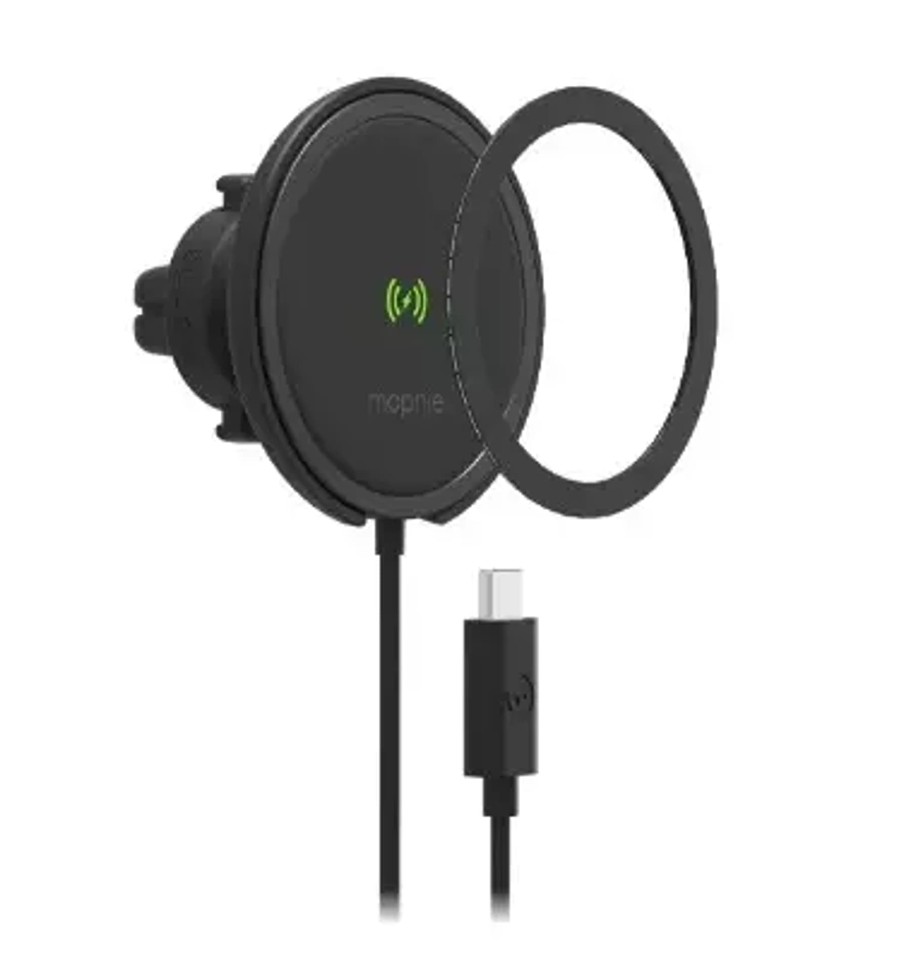 

Mophie Snap+ Wireless Vent Mount - magnetyczny uchwyt samochodowy na kratkę nawiewu z bezprzewodowym ładowaniem, wspierający ładowanie MagSafe - Android 15W, iOS 7,5W (czarna)