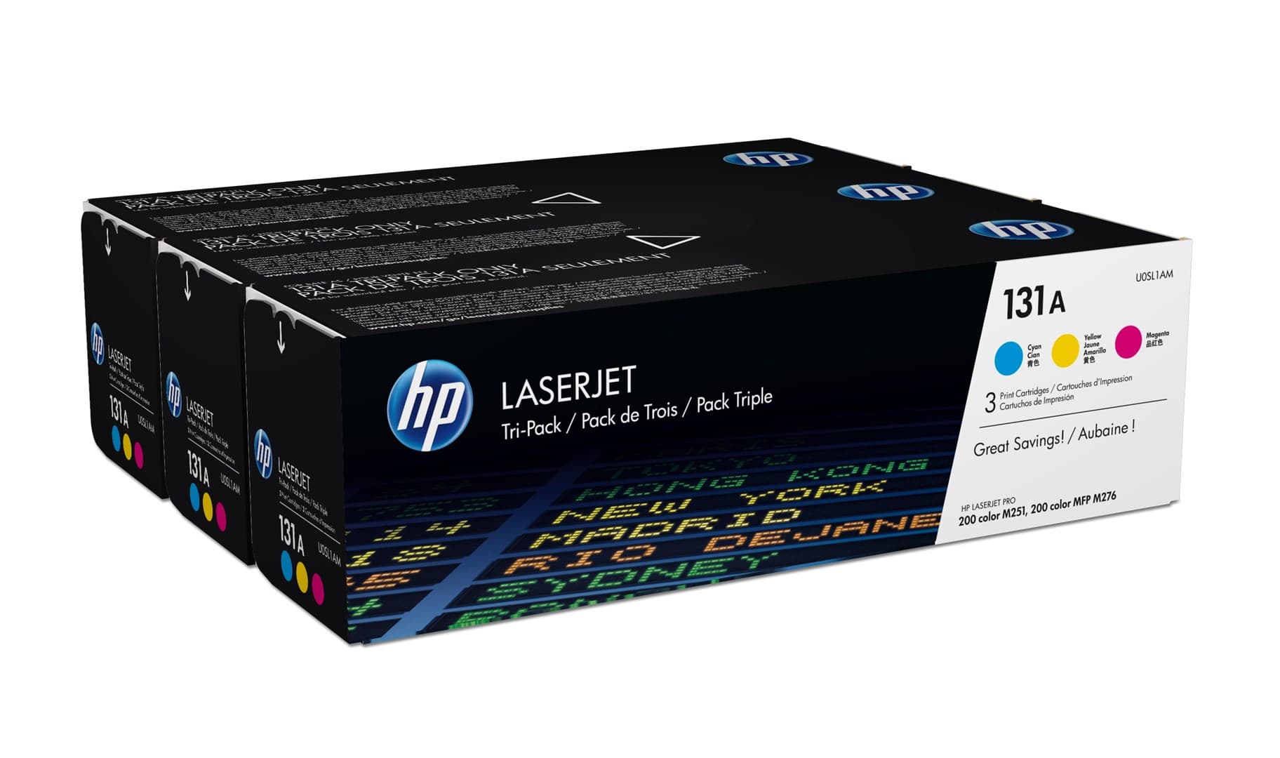 

Toner HP 131A Zestaw 3 tonerów żółty, purpurowy, niebieski U0SL1AM U0SL1AM