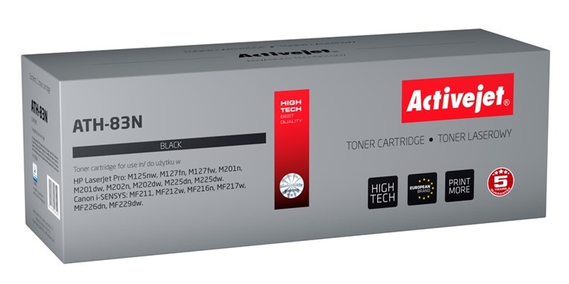 

Toner Activejet ATH-83N (zamiennik HP 83A CF283A, Canon CRG-737; Supreme; 1500 stron; czarny)