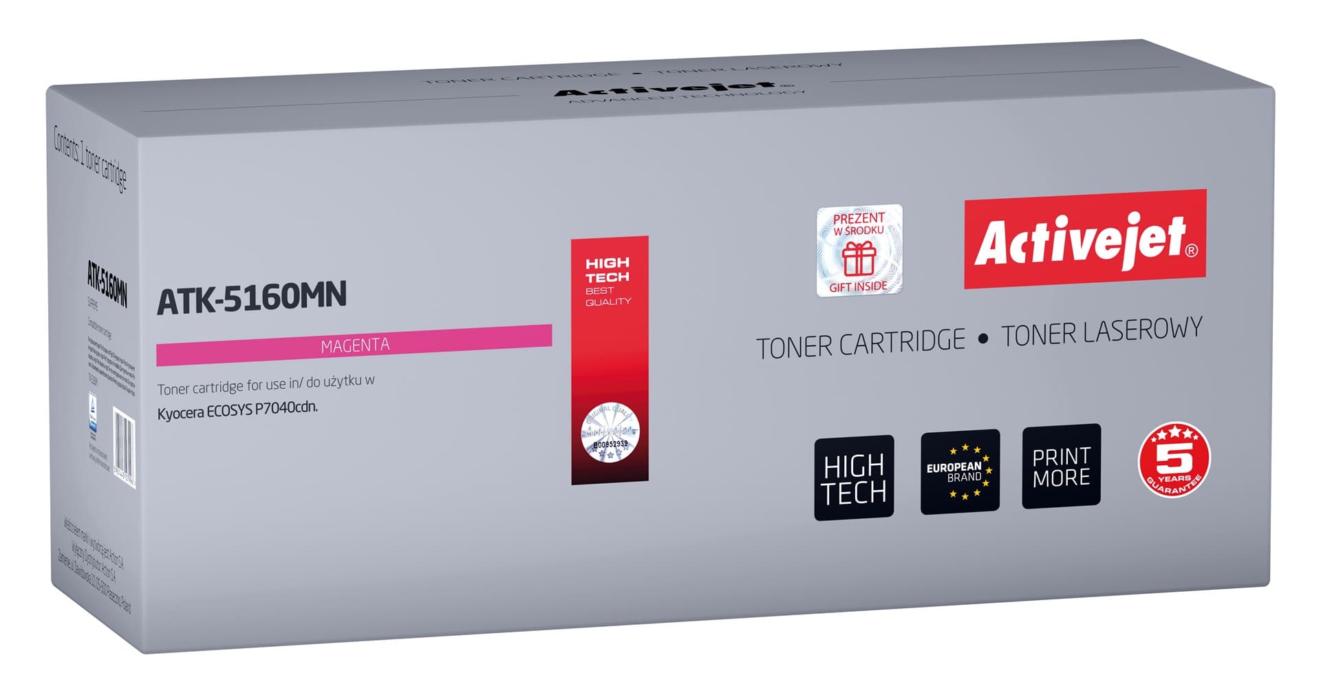 

Toner Activejet ATK-5160MN (zamiennik Kyocera TK-5160M; Supreme; 12000 stron; czerwony)