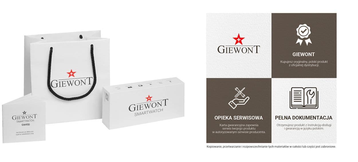 

Smartwatch Giewont GW450-4 Srebrny + Pasek Czarny Silikonowy