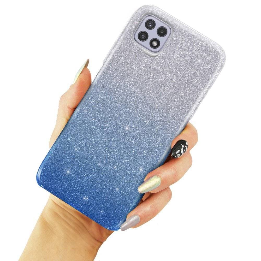 

Etui SAMSUNG GALAXY A22 5G Brokat Glitter srebrno-niebieskie