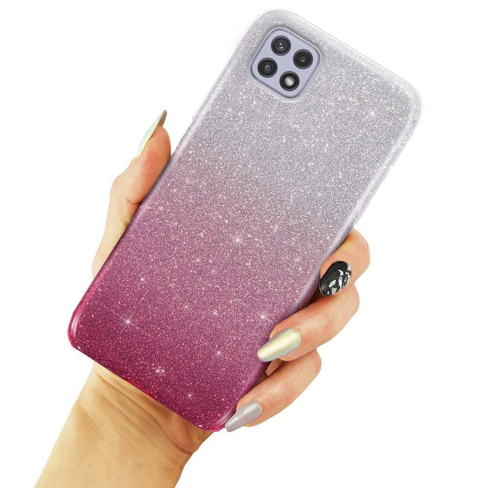 

Etui SAMSUNG GALAXY A22 5G Brokat Glitter srebrno-różowe