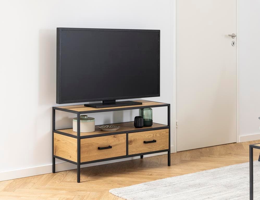 

Szafka RTV Seaford z szufladami dąb/czar ny