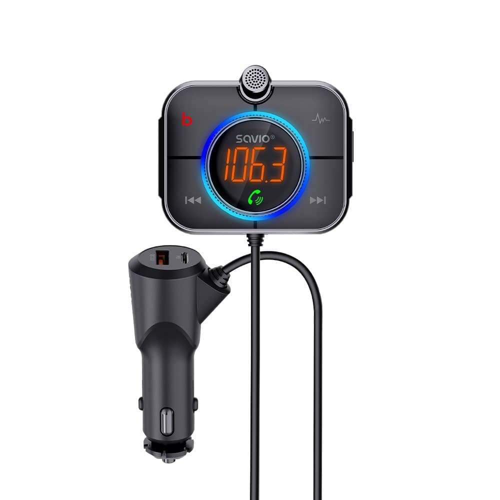 

Transmiter samochodowy FM z Bluetooth i ładowarką PD, TR-14