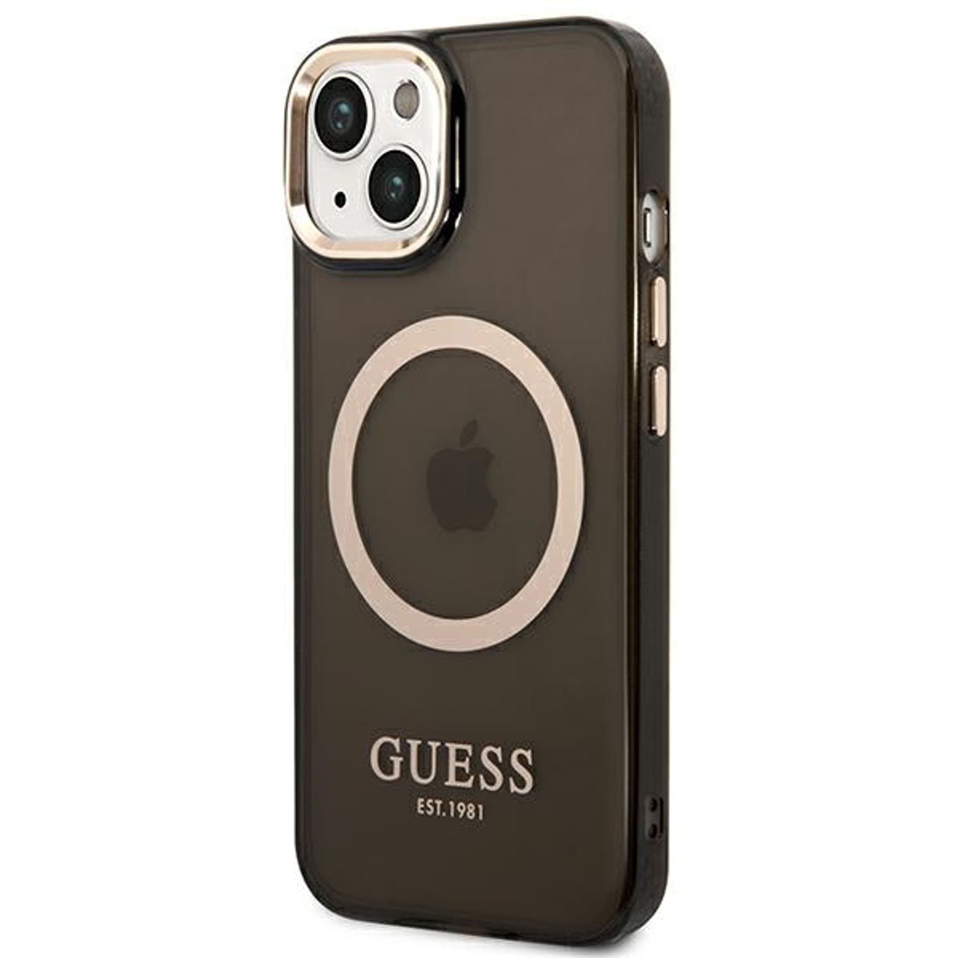 

Guess GUHMP14MHTCMK iPhone 14 Plus 6,7" czarny/black hard case Gold Outline Translucent MagSafe