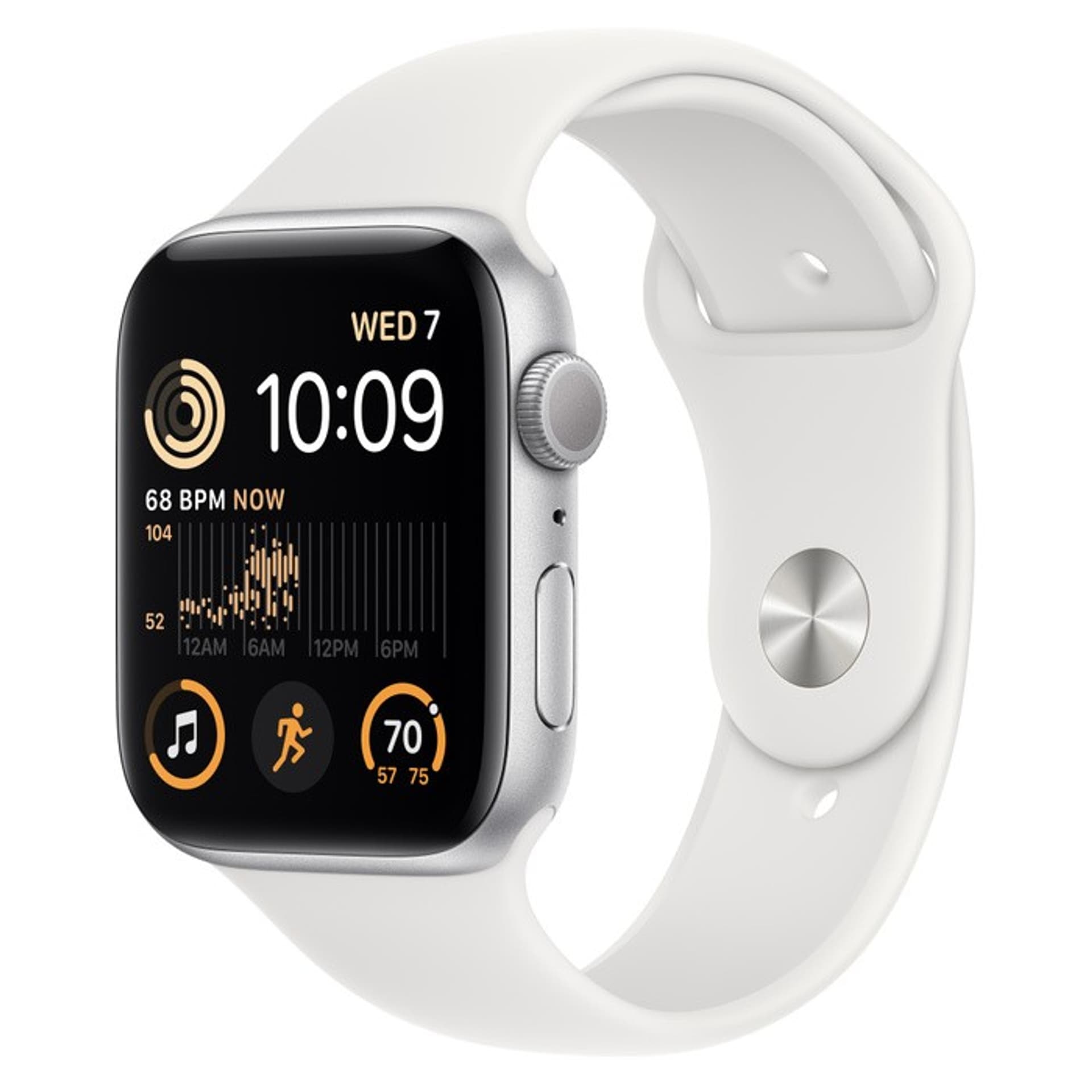 

Watch SE GPS 44 mm Koperta z aluminium w kolorze srebrnym z paskiem sportowym w kolorze białym APPLE WatchOS 9 Srebrny