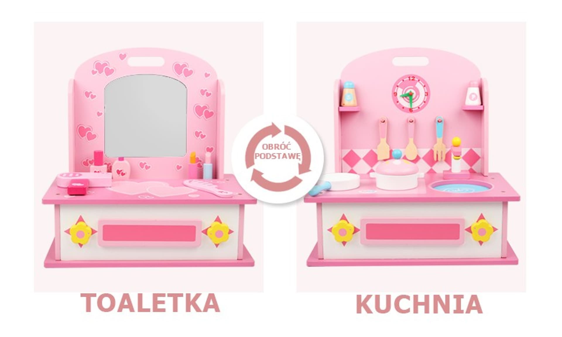 

Drewniana toaletka kuchnia dla dziewczynki 2w1