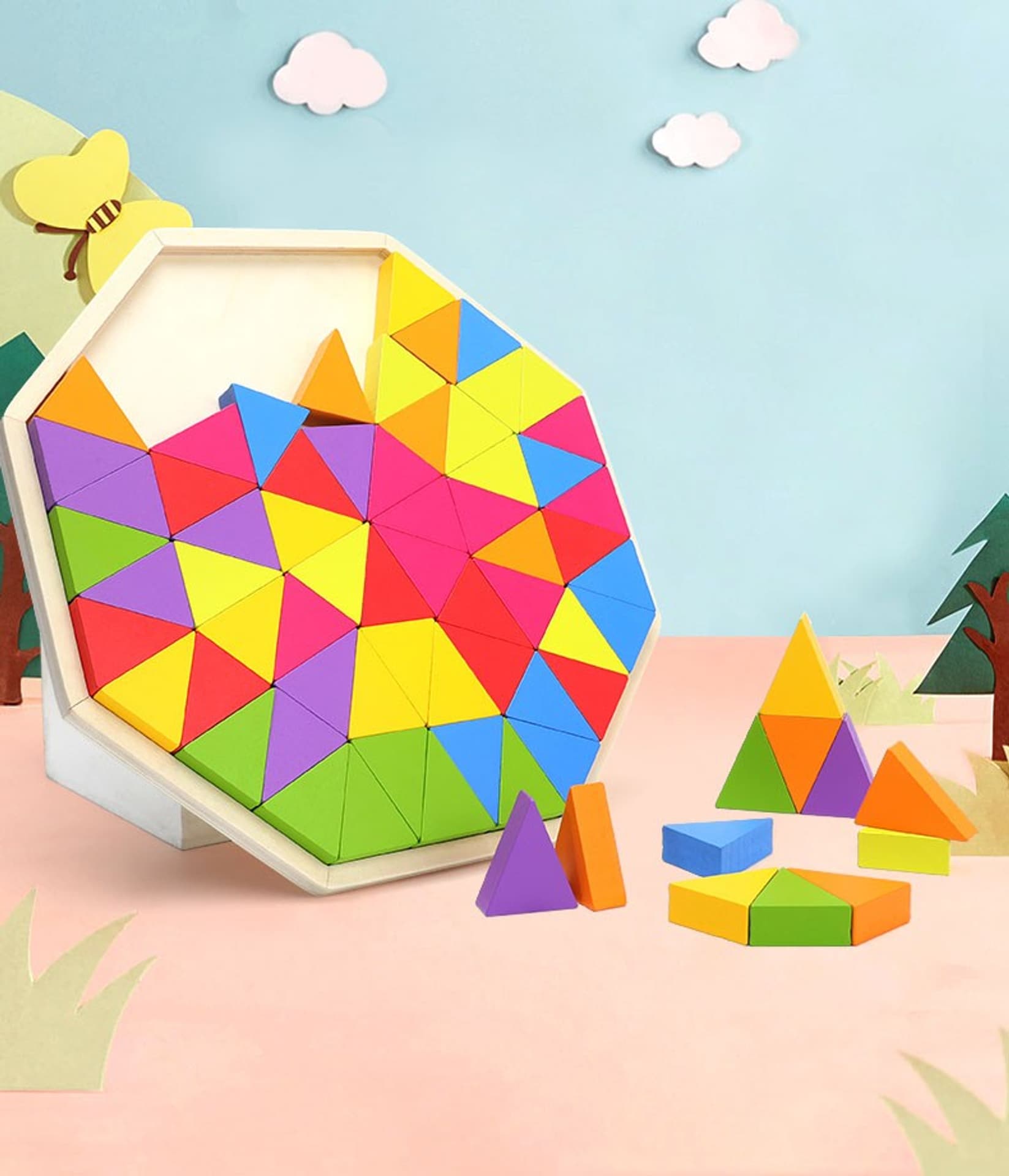 

GRA LOGICZNA DREWNIANA TRÓJKĄTY UKŁADANKA PUZZLE JHTOY-947