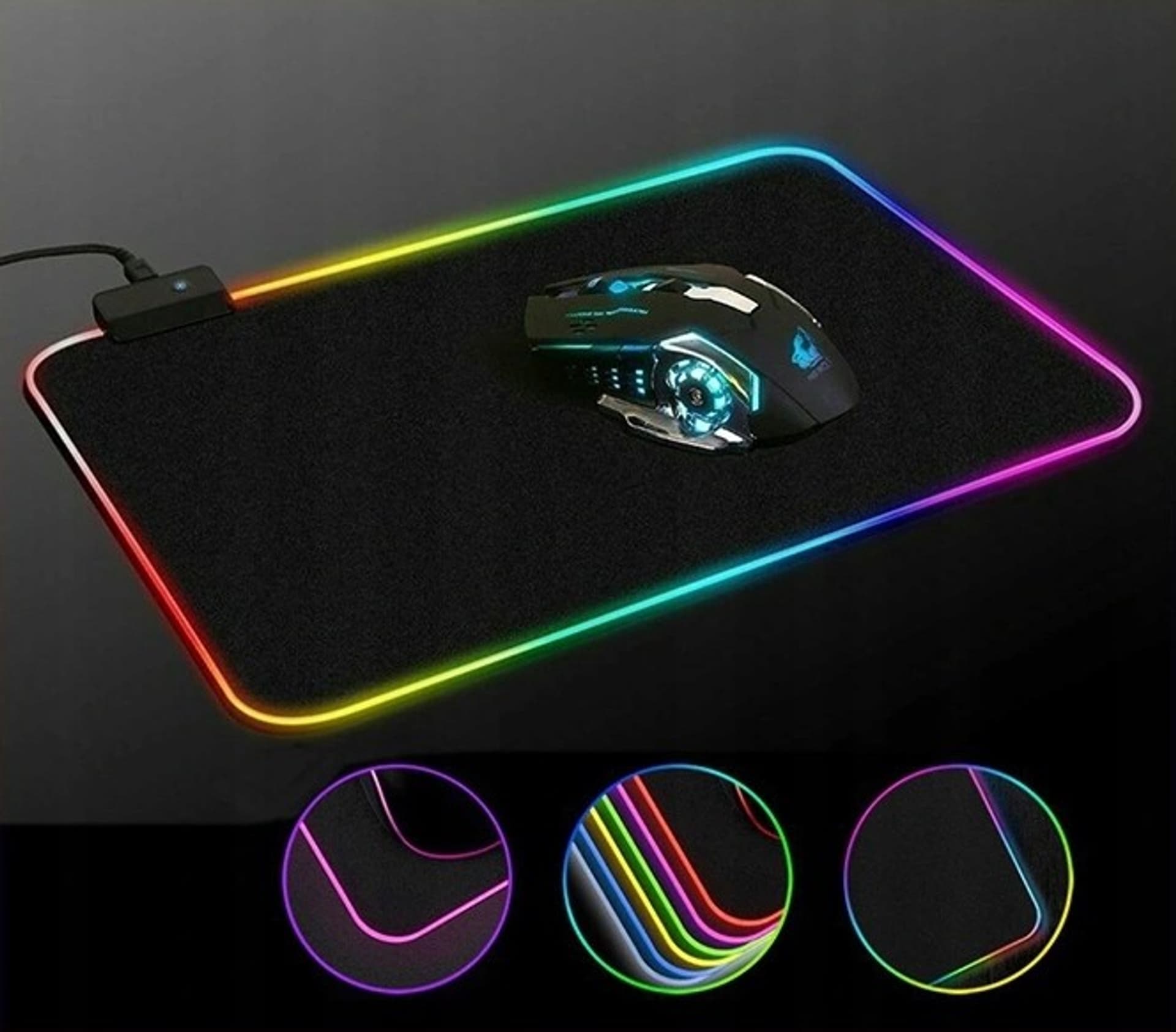 

GAMINGOWA PODKŁADKA POD MYSZ Z PODŚWIETLENIEM RGB 35x25