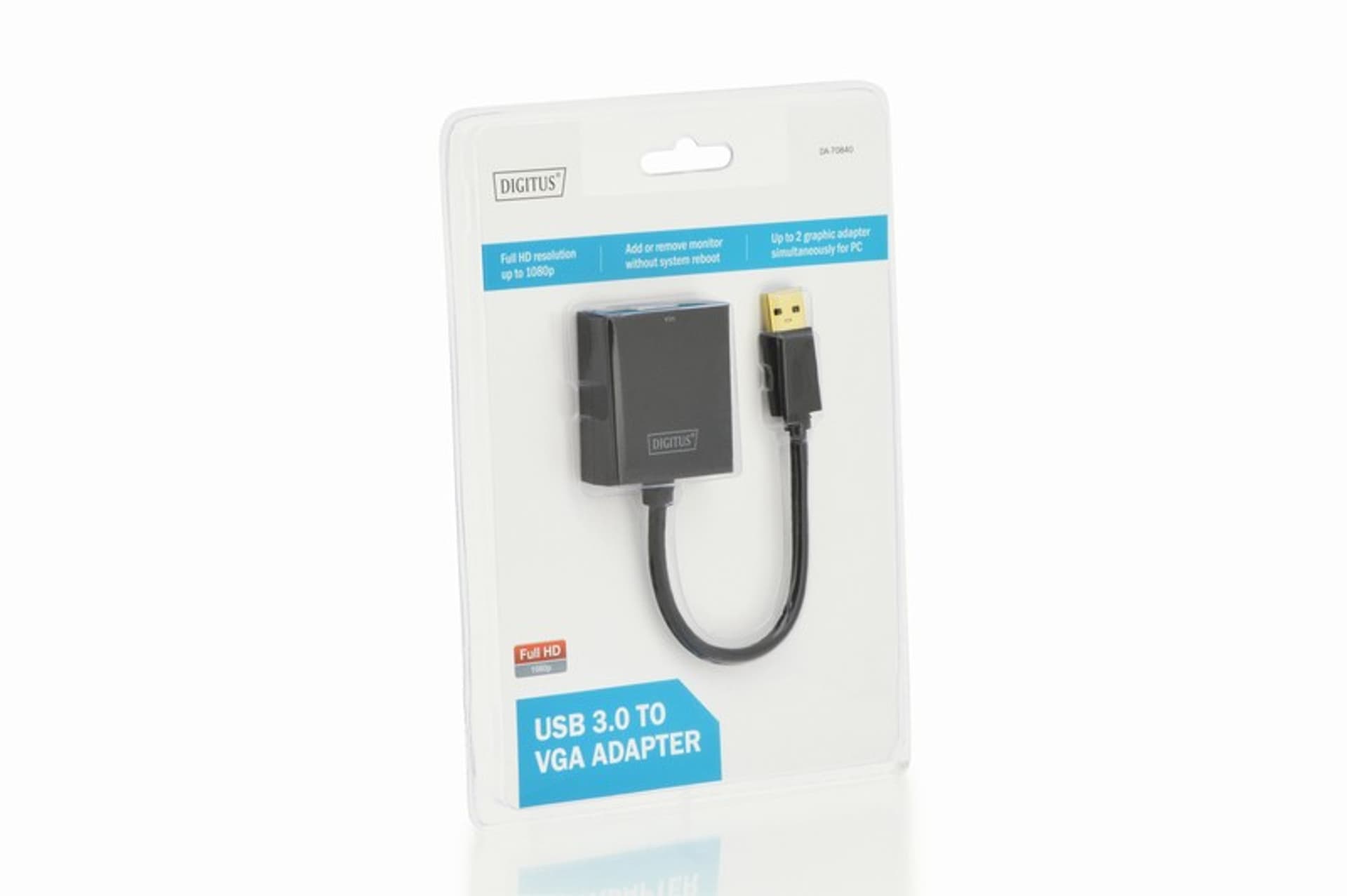 

Adapter graficzny VGA 1080p FHD na USB 3.0, aluminiowy, czarny