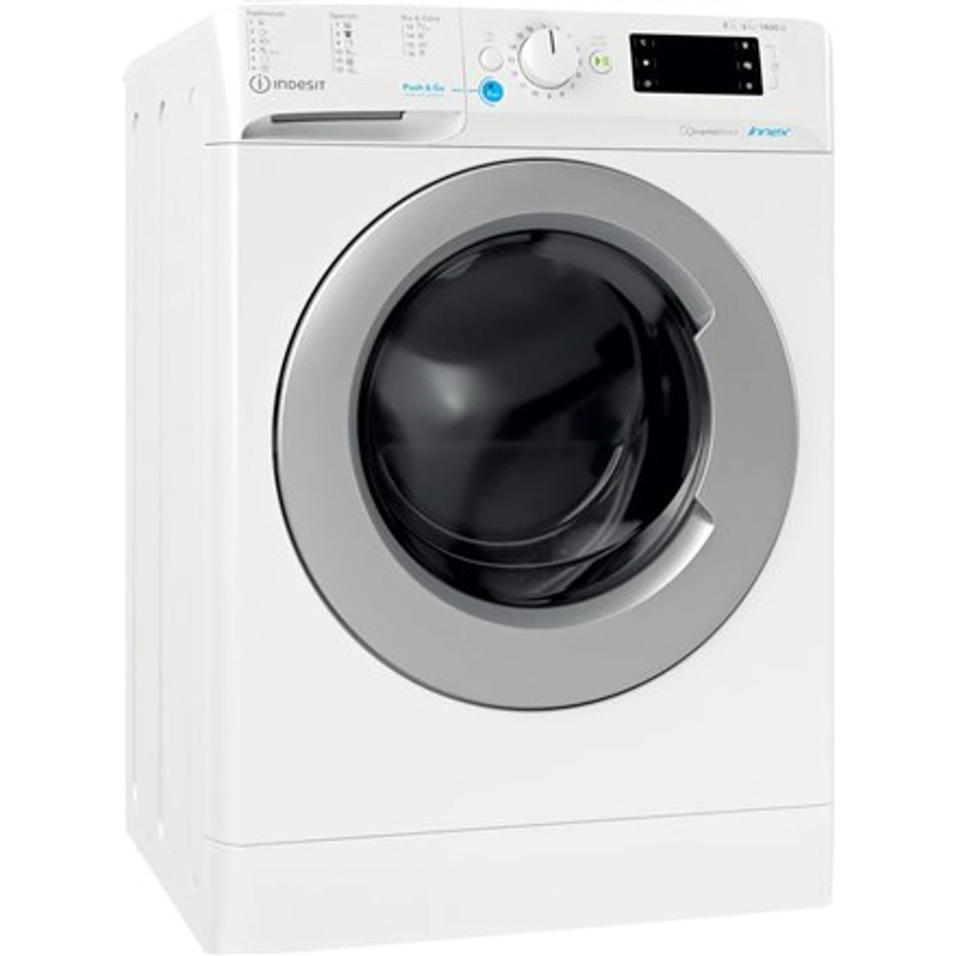 

INDESIT Pralka z suszarką BDE 86435 9EWS EU Klasa efektywności energetycznej D, Ładowana od frontu, Pojemność prania 8 kg, 1400