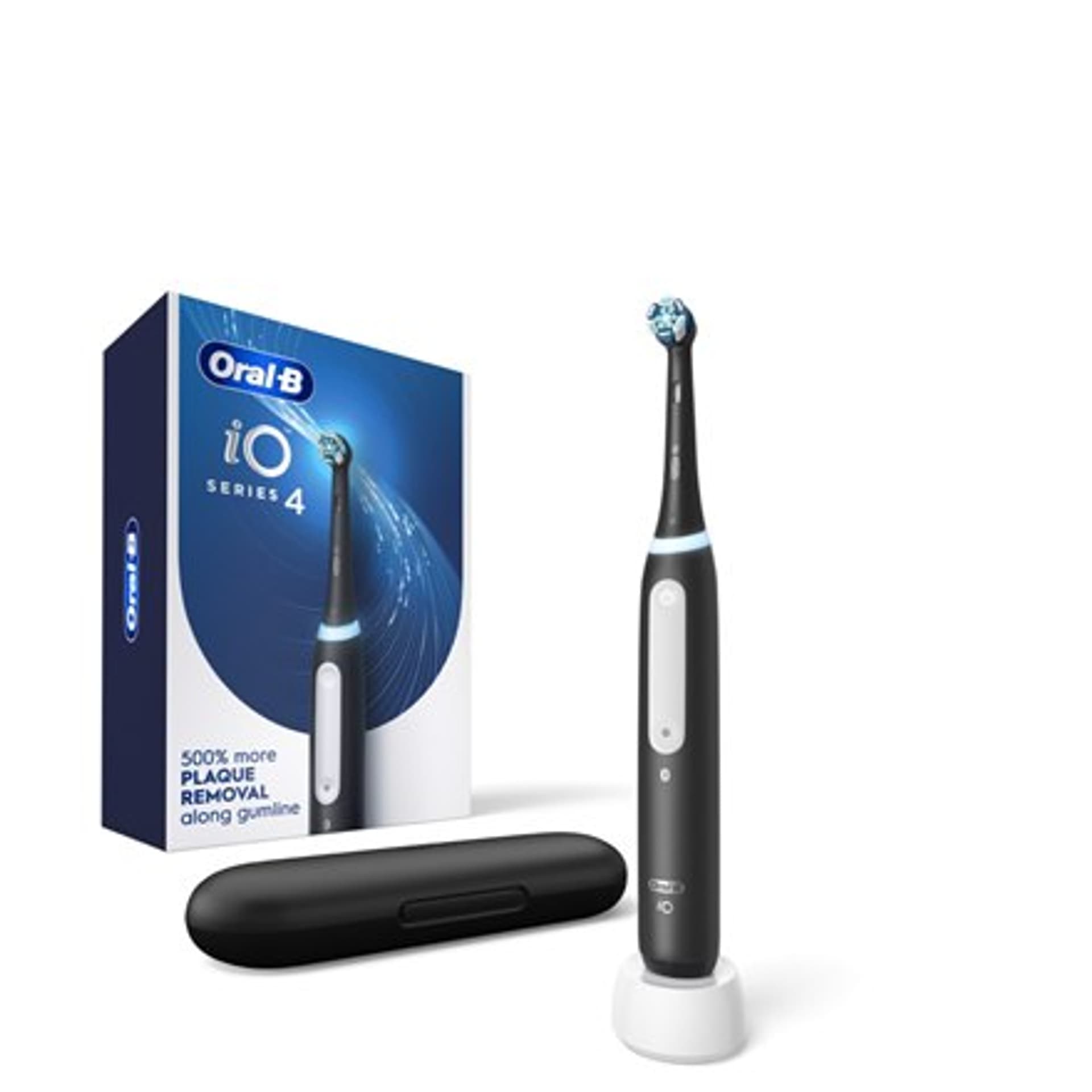 

Oral-B Electric Toothbrush iO4 Rechargeable, Dla dorosłych, Liczba główek szczoteczki w zestawie 1, Czarny, Liczba trybów mycia