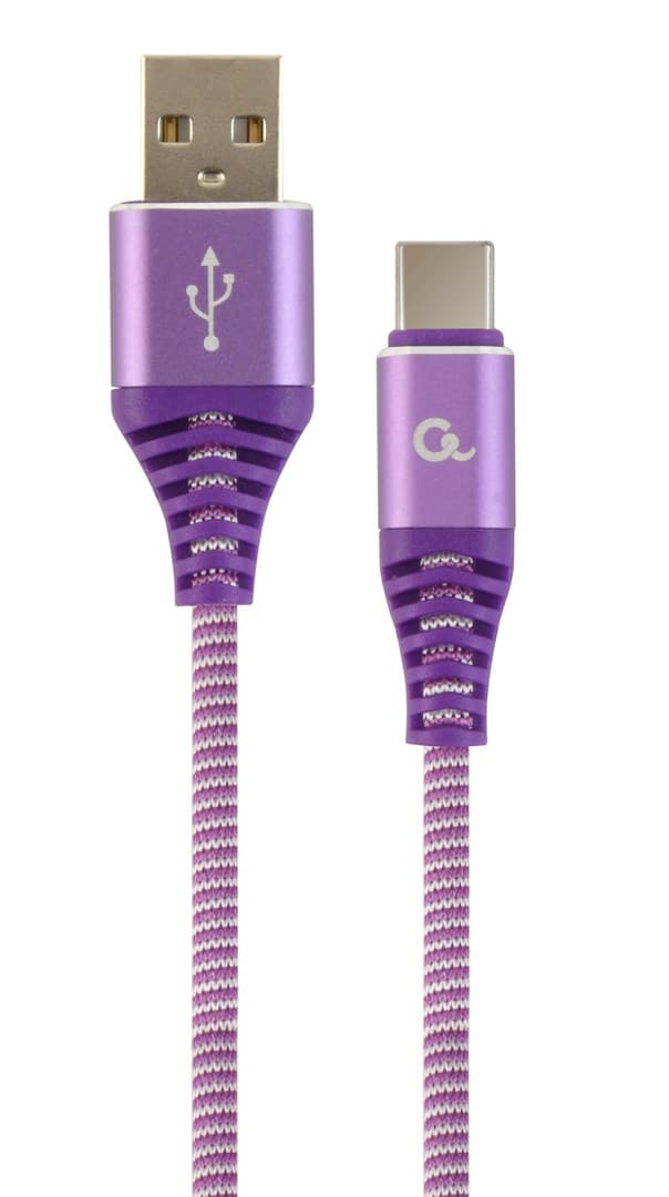 

Kabel USB 2.0 - typ C (AM/CM) oplot tekstylny 1m purpurowo-biały Gembird, Am/cm) oplot tekstylny 1m purpurowo-biały gembir