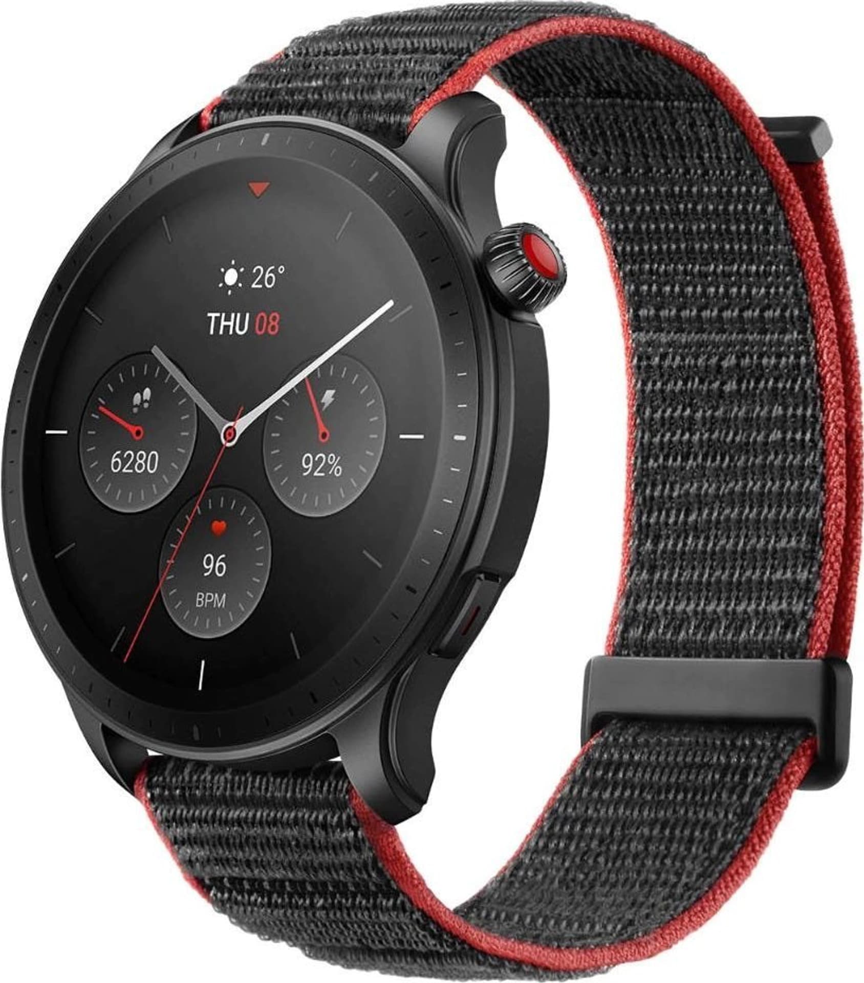 

GTR 4 Racetrack Grey AMAZFIT Dedykowany system operacyjny producenta Szaro-czerwony