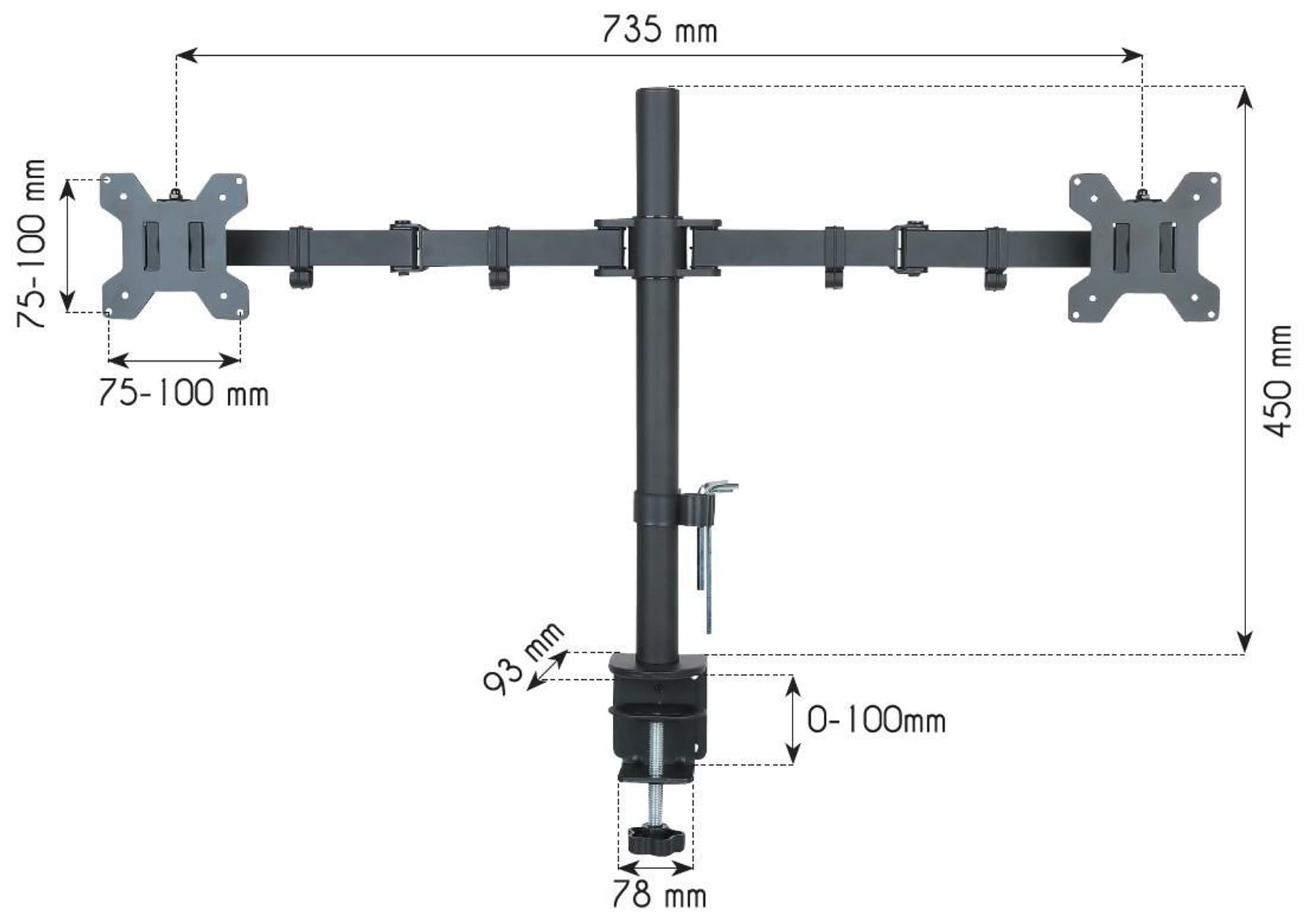 

Podwójne ramię biurkowe LED/LCD 13-27 cali 2x10kg VESA regulowane