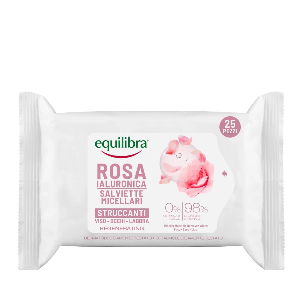 

Equilibra Rosa Różane Chusteczki micelarne do demakijażu z kwasem hialuronowym 1op.-25szt.