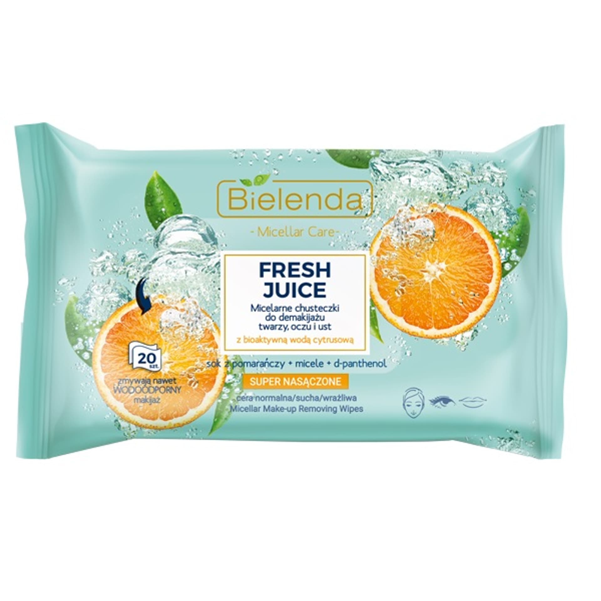 

Bielenda Fresh Juice Chusteczki micelarne z wodą cytrusową Pomarańcza 1op.-20szt