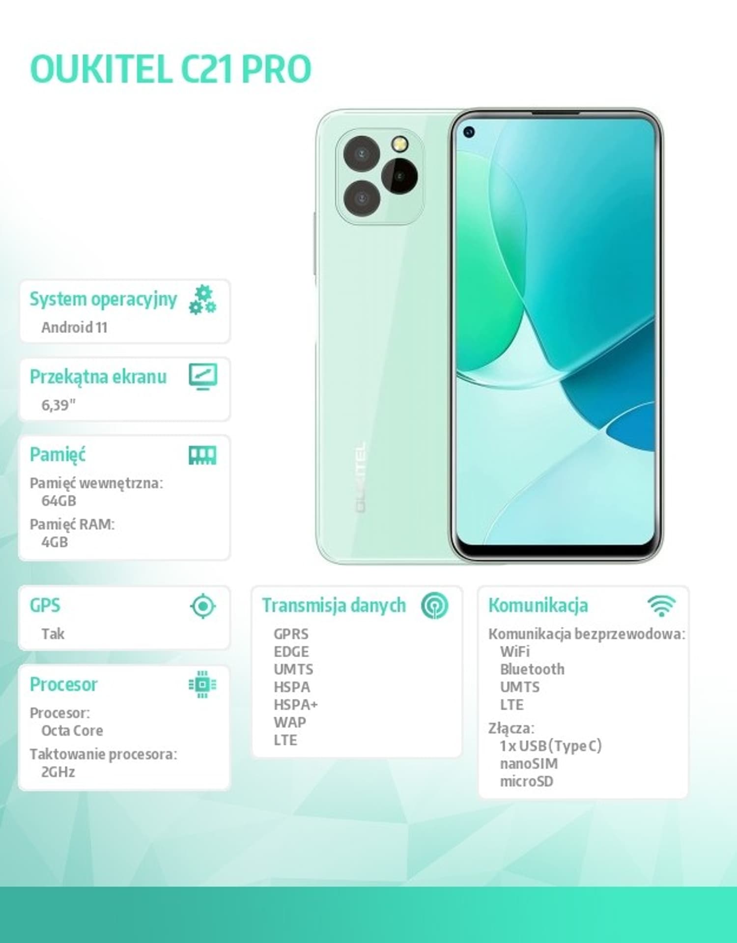 

Smartfon C21 PRO 4/64GB DualSIM Zielony