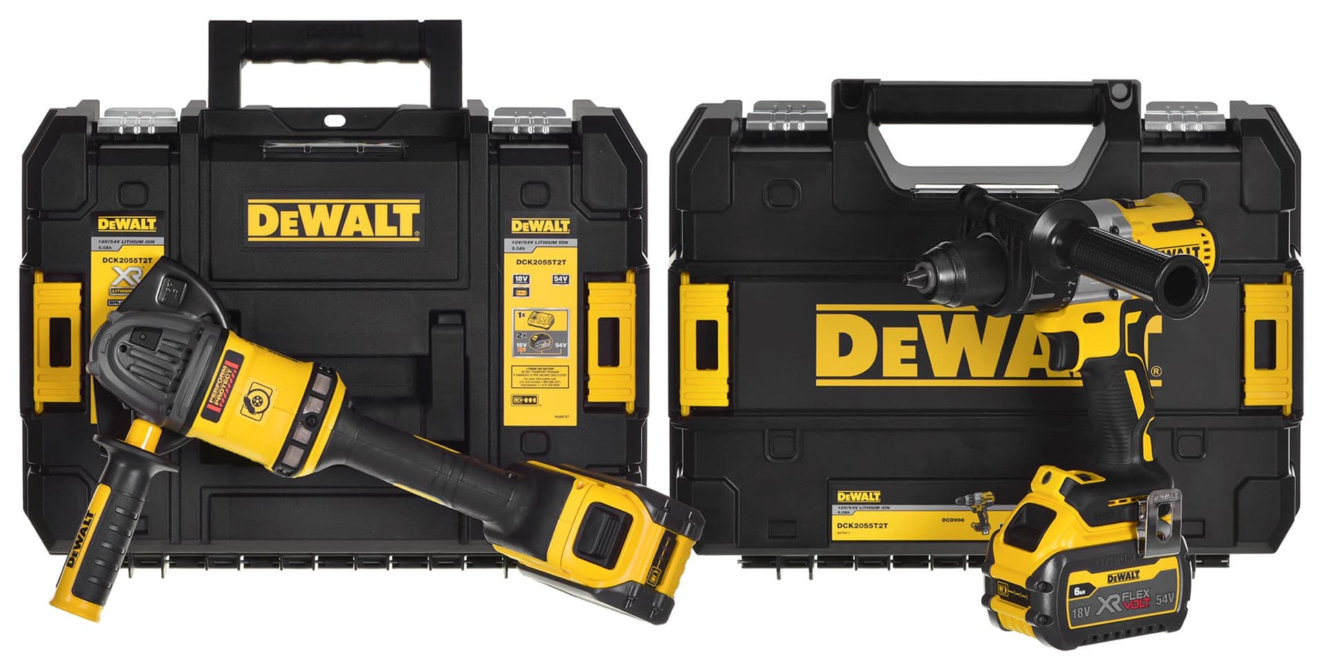 

ZESTAW WKRĘTARKA DCD996 + SZLIFIERKA KĄT. DCG414 18V 2*6.0AH