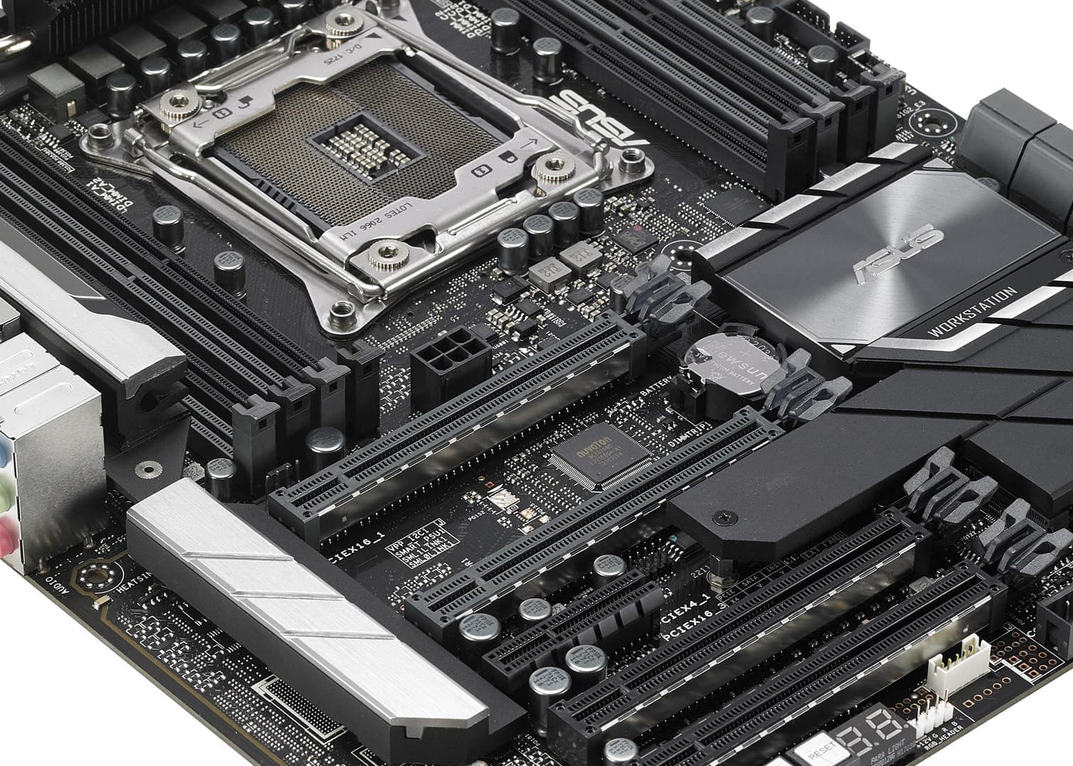 

ASUS WS X299 PRO 1x Socket 2066, 8x UDIMM Non-ECC, NVIDIA 3-Way SLI, AMD 3-Way CrossFireX, 2x 1Gb Intel I210-AT, 4x USB 3.0, 4x USB 2.0, 2x USB 3.2 Gen 2, Realtek ALC S1220A 7.1-Channel, ATX
