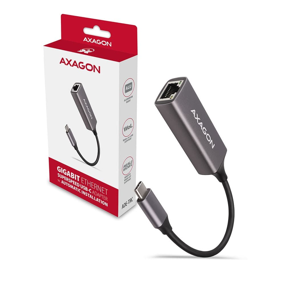 

Karta sieciowa Gigabit Ethernet adapter ADE-TRC, USB-C 3.2 Gen 1, instalacja automatyczna, metal, titan grey