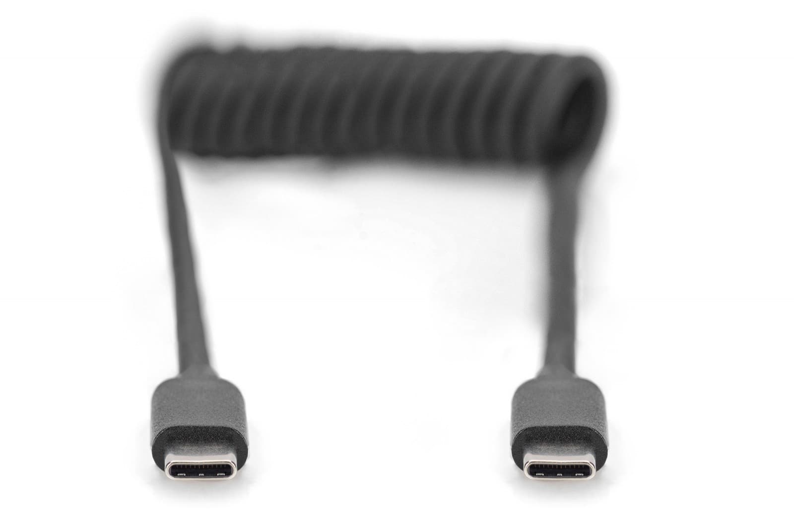 

Kabel spiralny USB C/USB C, USB 2.0, PD 60W, max. 1m Czarny